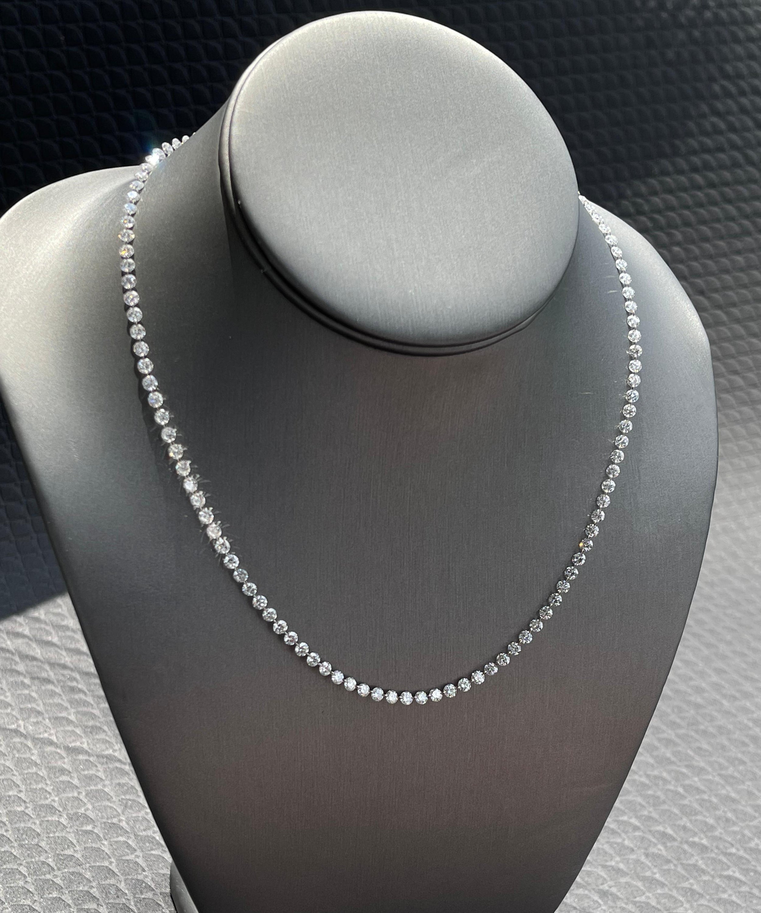 14k White Gold 9.25 Ct Tennis Necklace