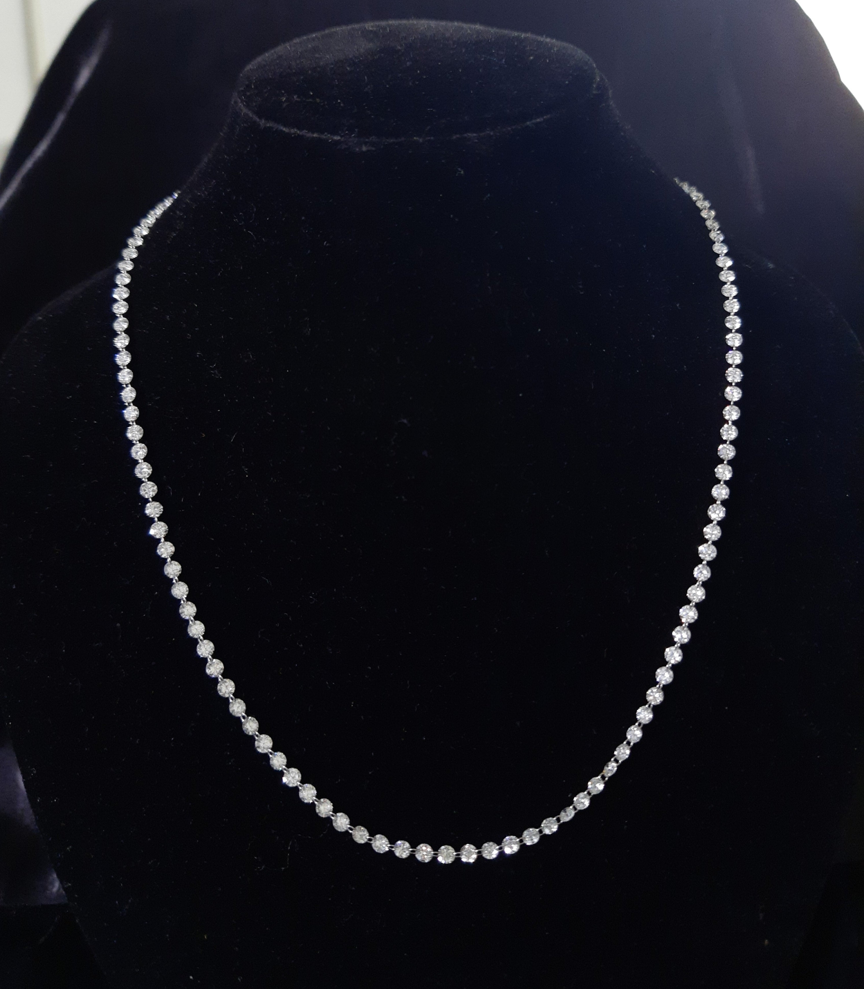 11 Ct Lab Grown Diamond Tennis Necklace: 14k White Gold, 18 Inch , Drilled Diamond , 2.9 MM Gold.