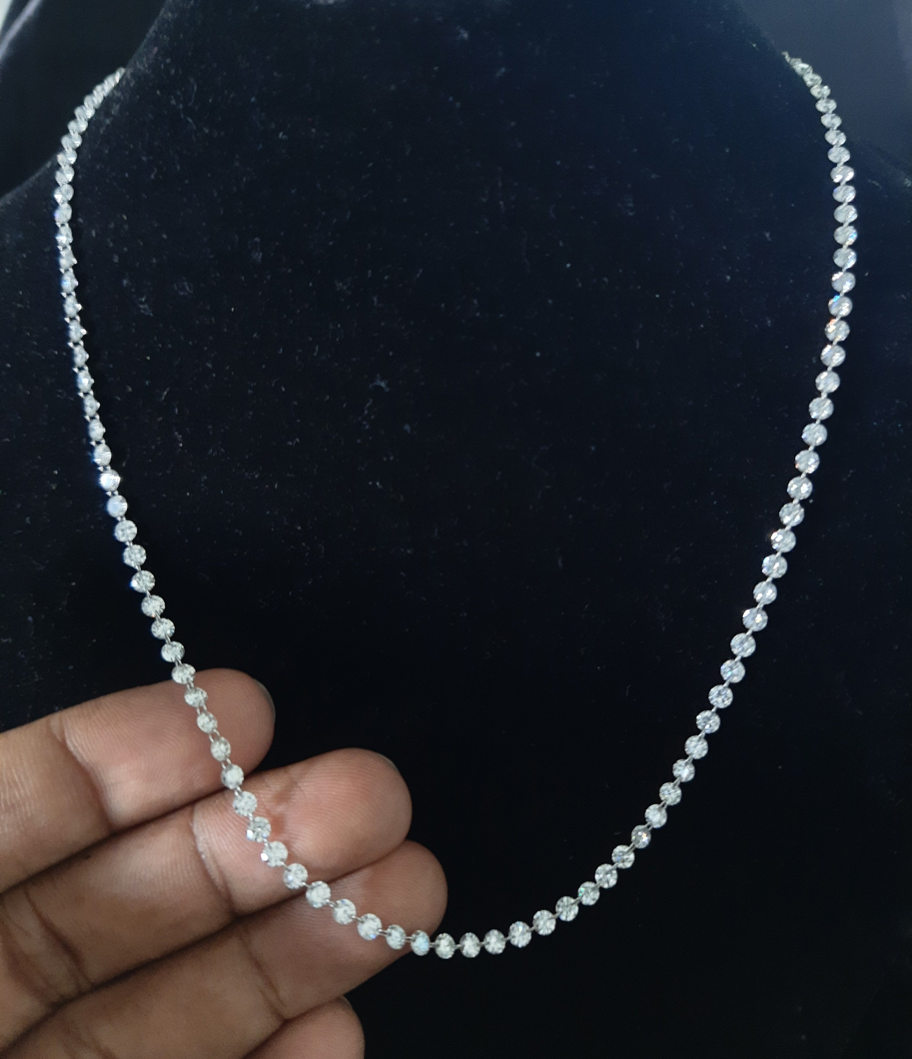 11 Ct Lab Grown Diamond Tennis Necklace: 14k White Gold, 18 Inch , Drilled Diamond , 2.9 MM Gold.
