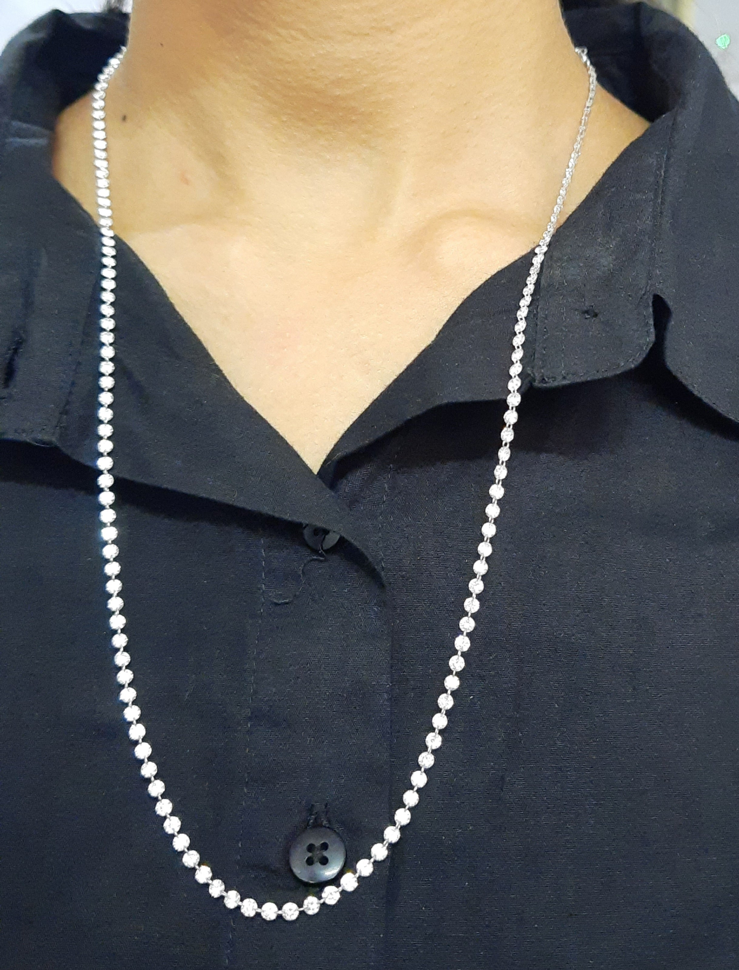 13 Ct Drilled Diamond Tennis Necklace by Lab Grown Diamonds. 24"Inches 14k Gold, 2.7 MM