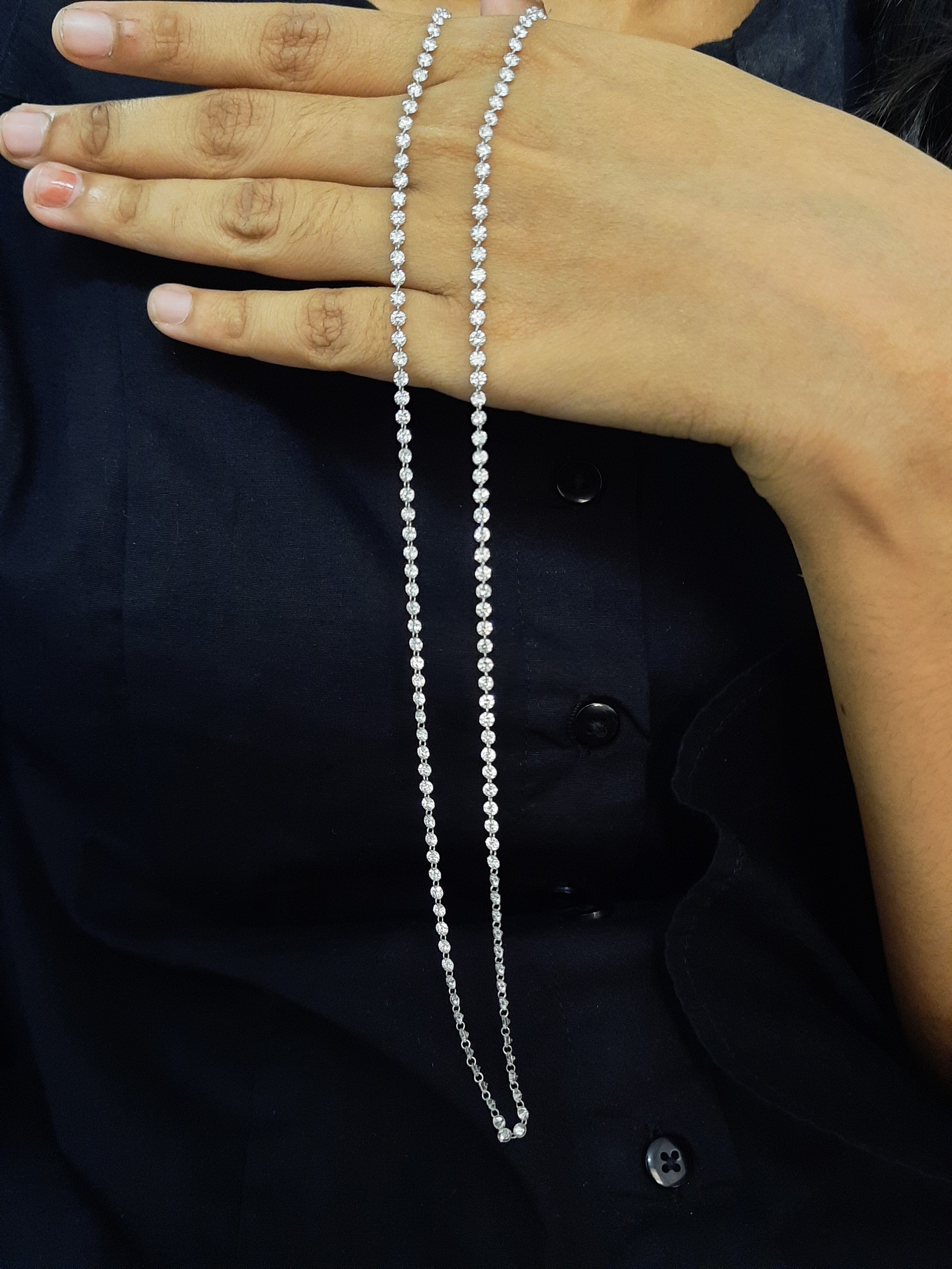 13 Ct Drilled Diamond Tennis Necklace by Lab Grown Diamonds. 24"Inches 14k Gold, 2.7 MM