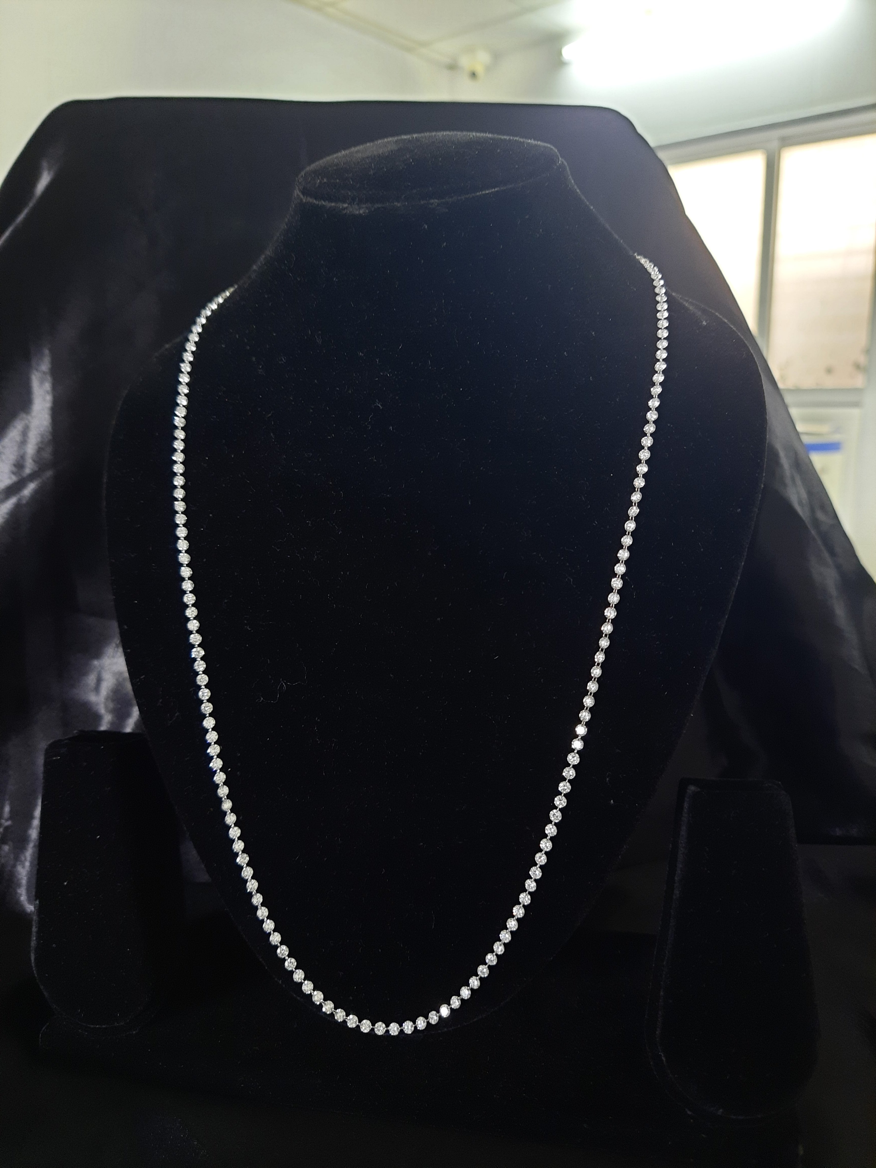 13 Ct Drilled Diamond Tennis Necklace by Lab Grown Diamonds. 24"Inches 14k Gold, 2.7 MM