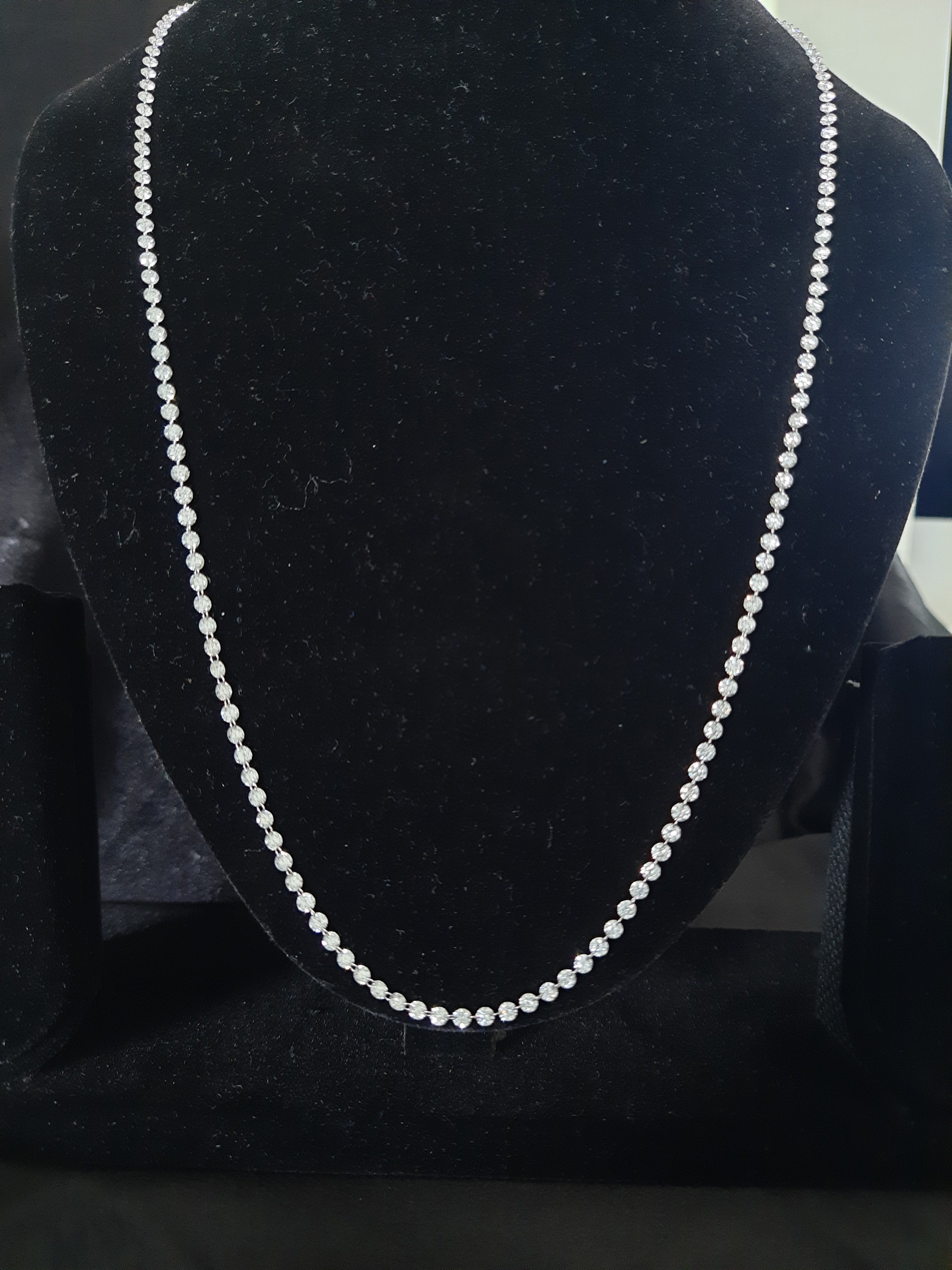 13 Ct Drilled Diamond Tennis Necklace by Lab Grown Diamonds. 24"Inches 14k Gold, 2.7 MM