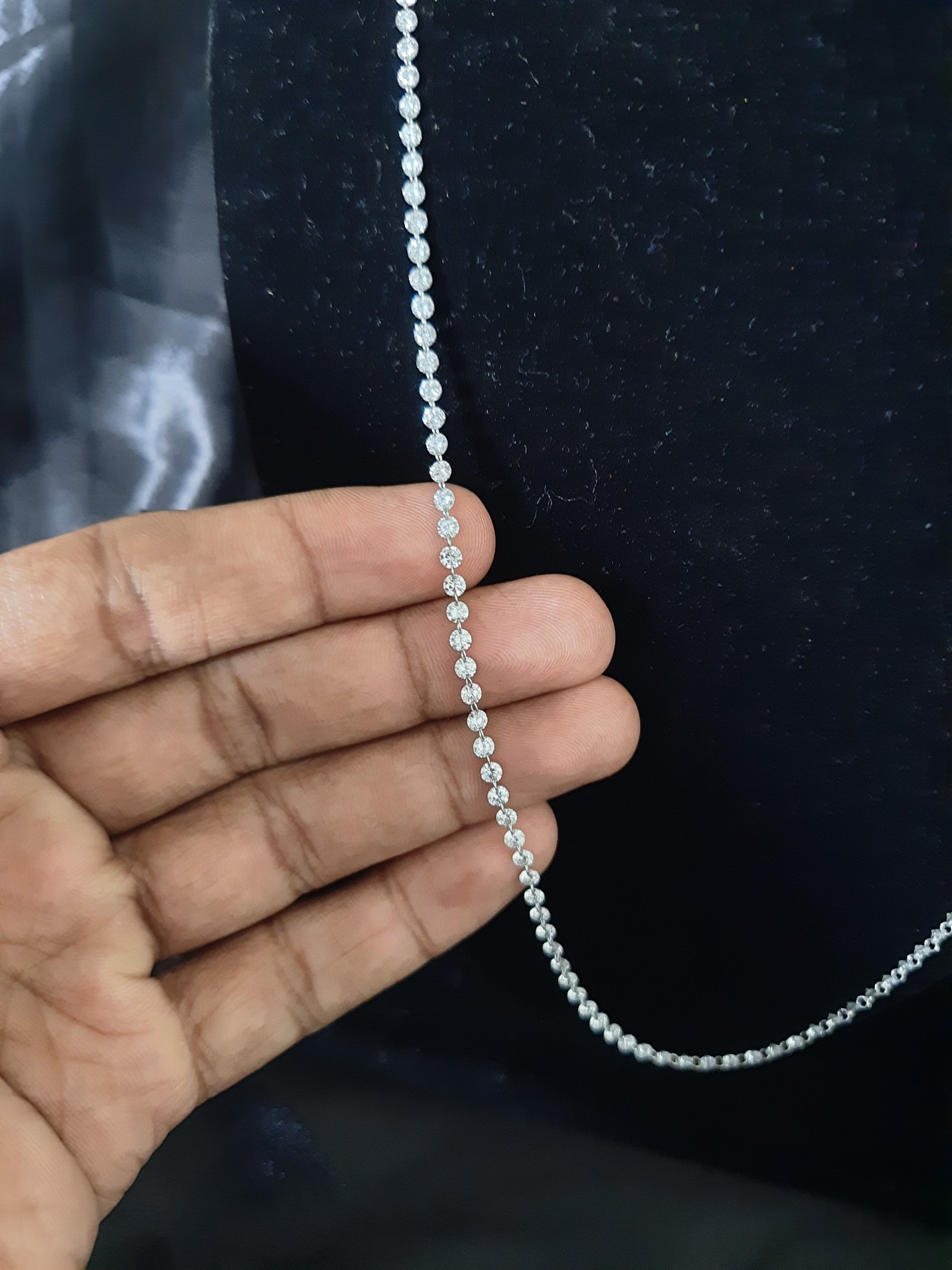 13 Ct Drilled Diamond Tennis Necklace by Lab Grown Diamonds. 24"Inches 14k Gold, 2.7 MM