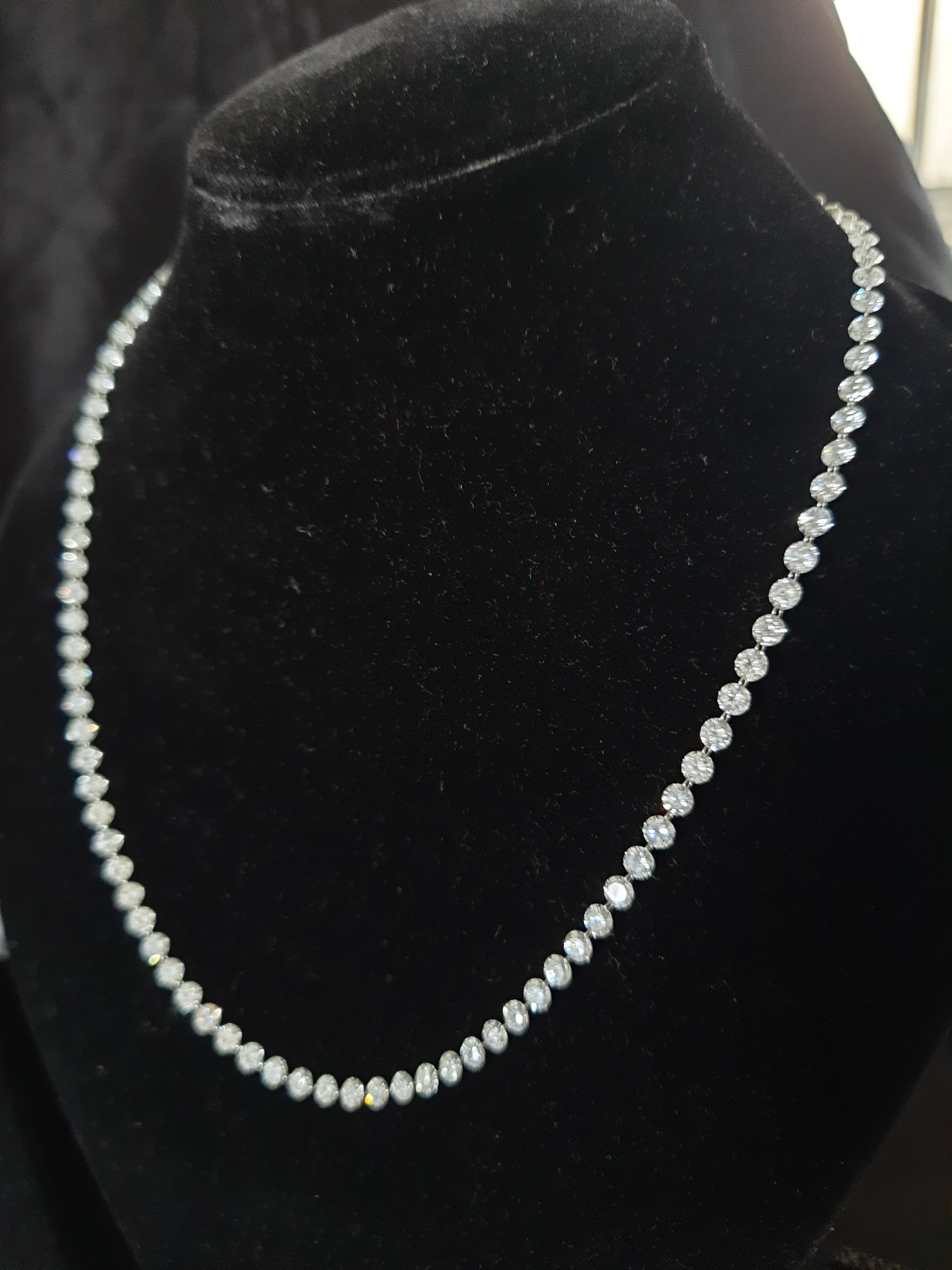 19 Ct  Gold Lab Grown Drilled Diamond Necklace, 14 K 18" Inch Diamond Tennis Necklace for Women & Men