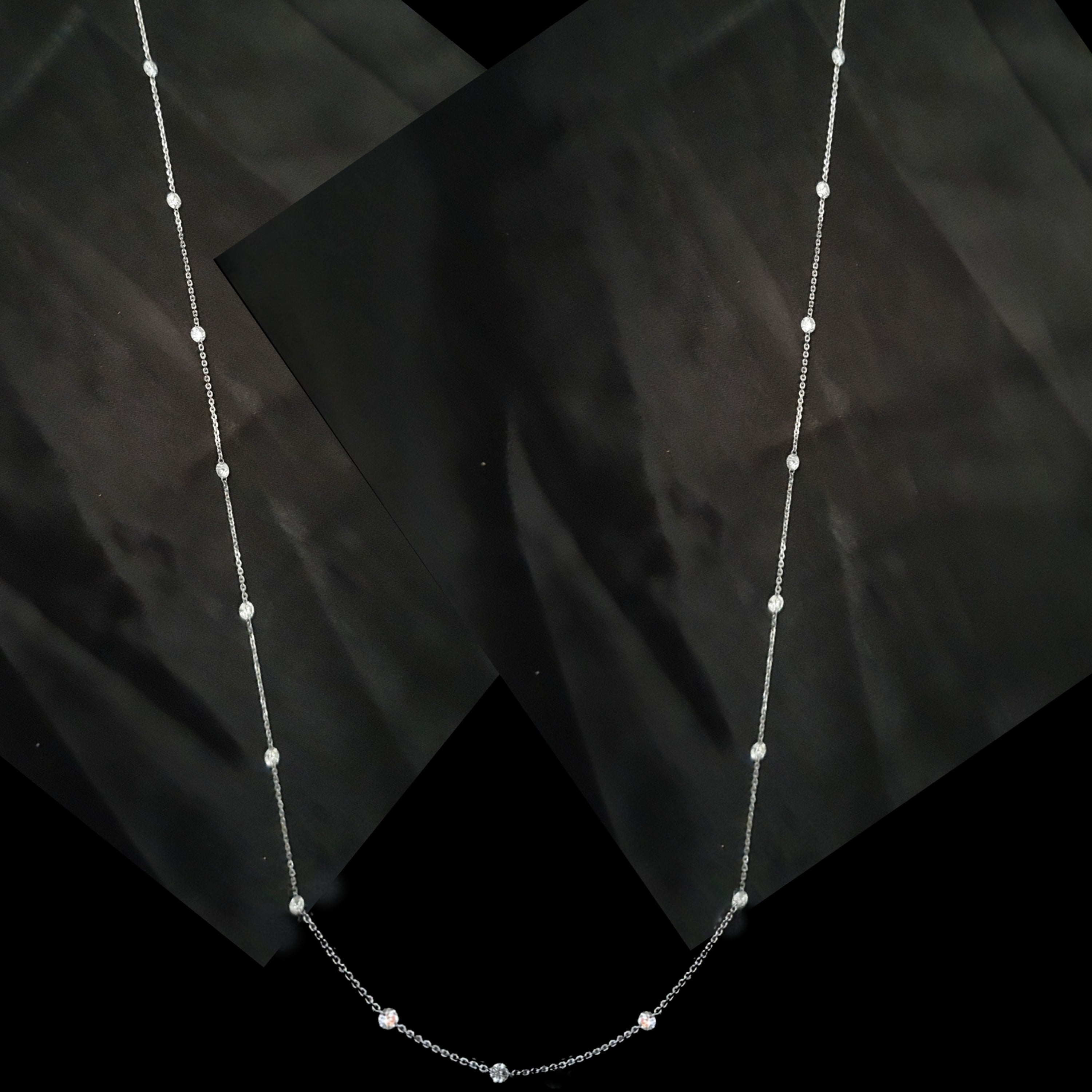 36" Inch 3.15 Mm Yard Diamond Necklace 14k White Gold 4.36 Carat Round Cut Lab Necklace