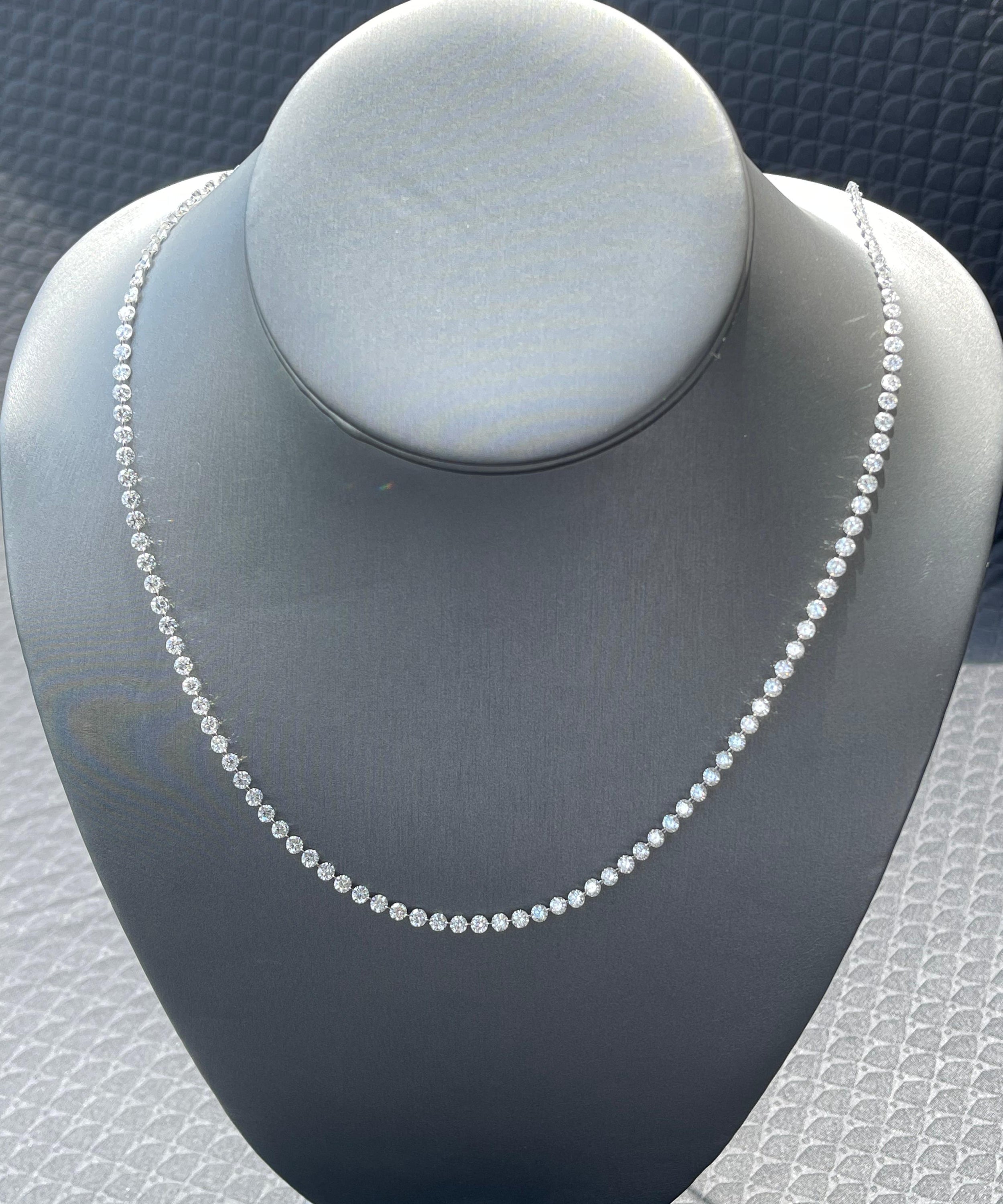 18 Inch Women's Tennis Diamond Necklace, 15.08 ct Lab Diamond 3.25 mm