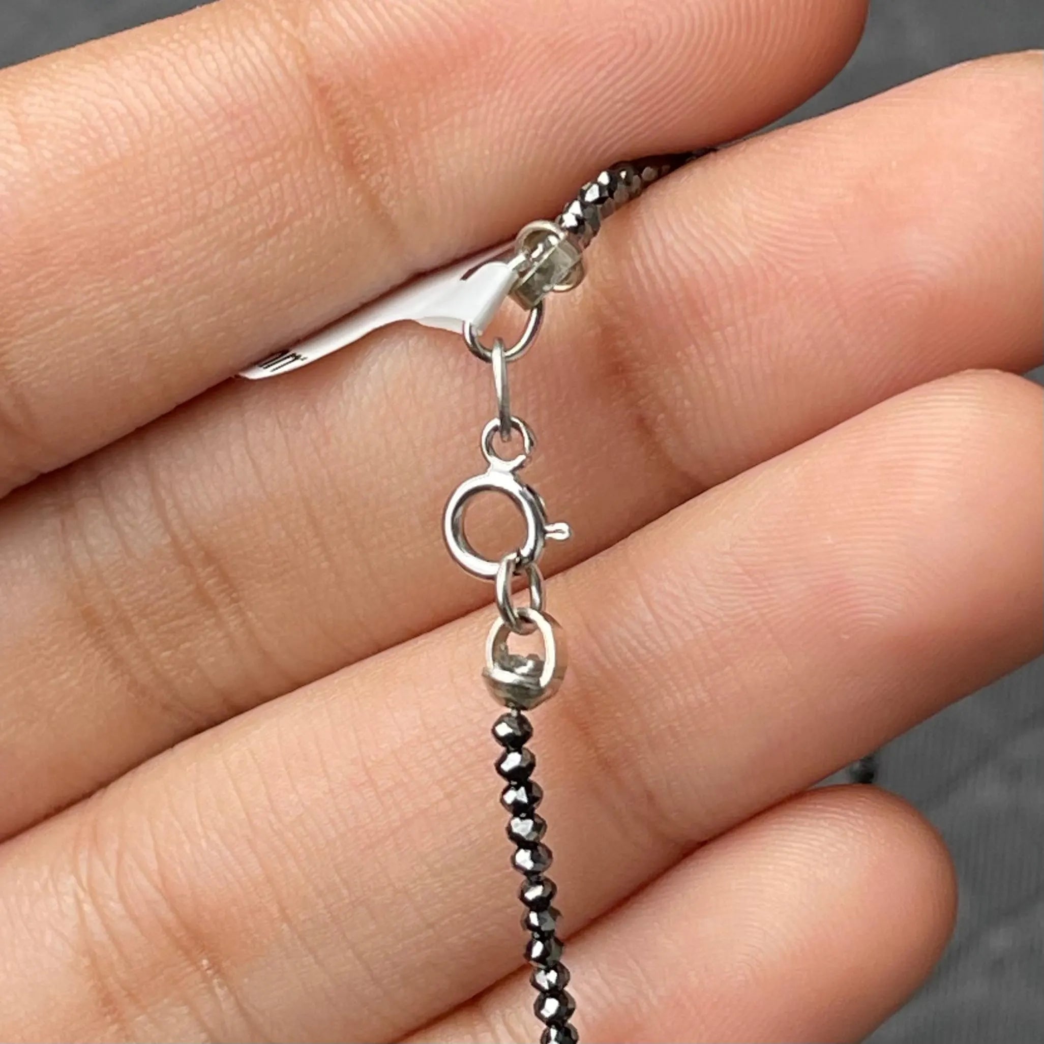 5.30 Ct Beaded Black Diamond Bracelet Tennis 7" Inch with 14K Gold Clasp