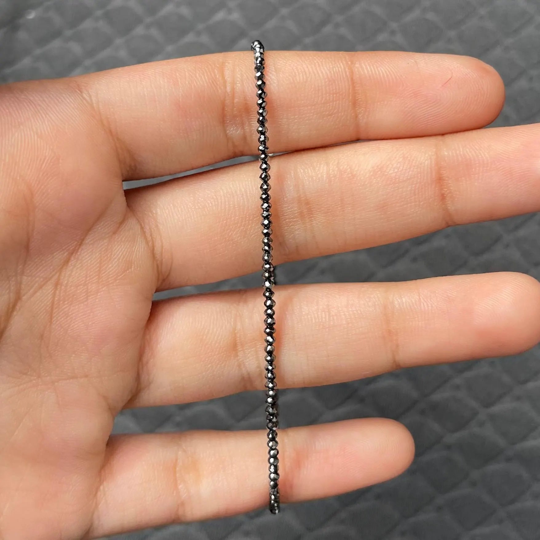 5.30 Ct Beaded Black Diamond Bracelet Tennis 7" Inch with 14K Gold Clasp