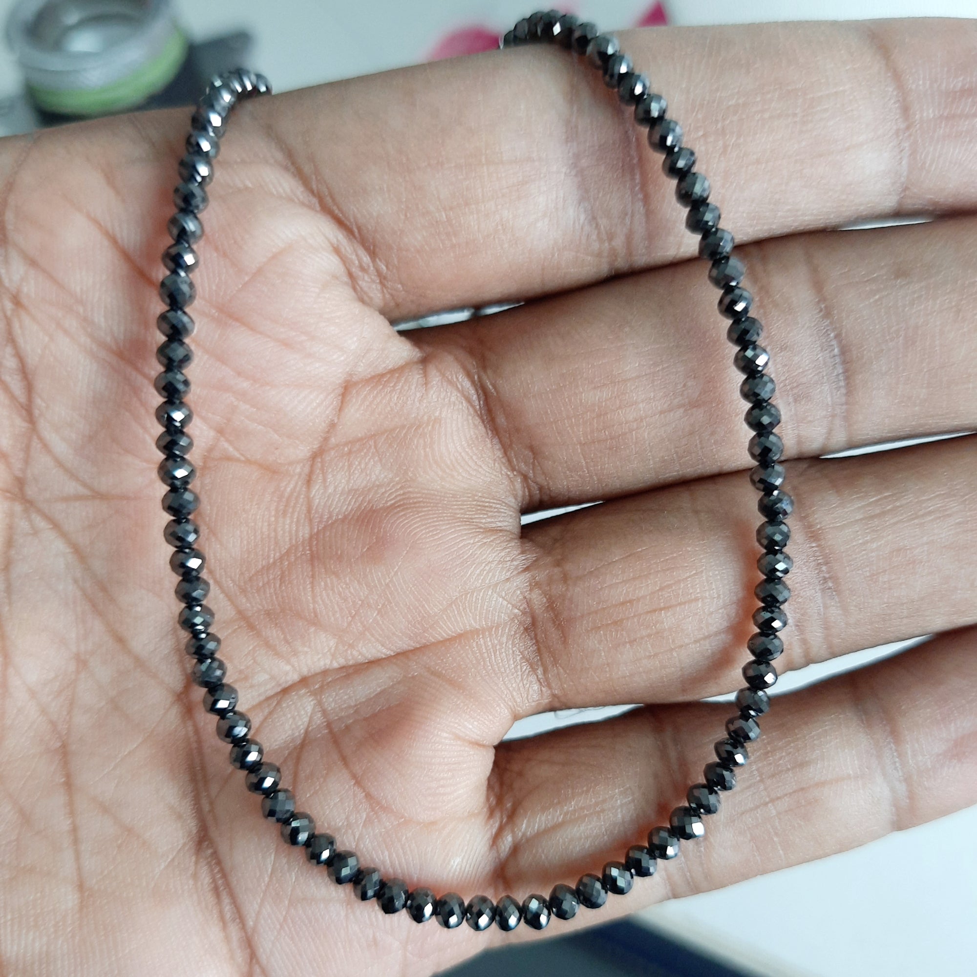 22" Inches Black Diamond Ball Beads Necklace for Precious Gift