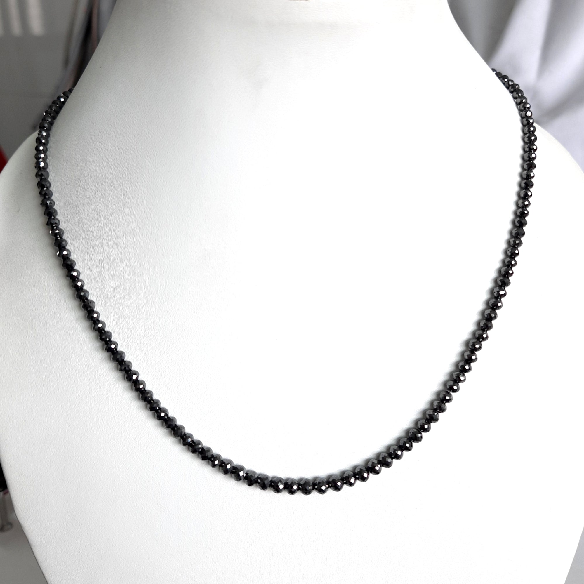 22" Inches Black Diamond Ball Beads Necklace for Precious Gift