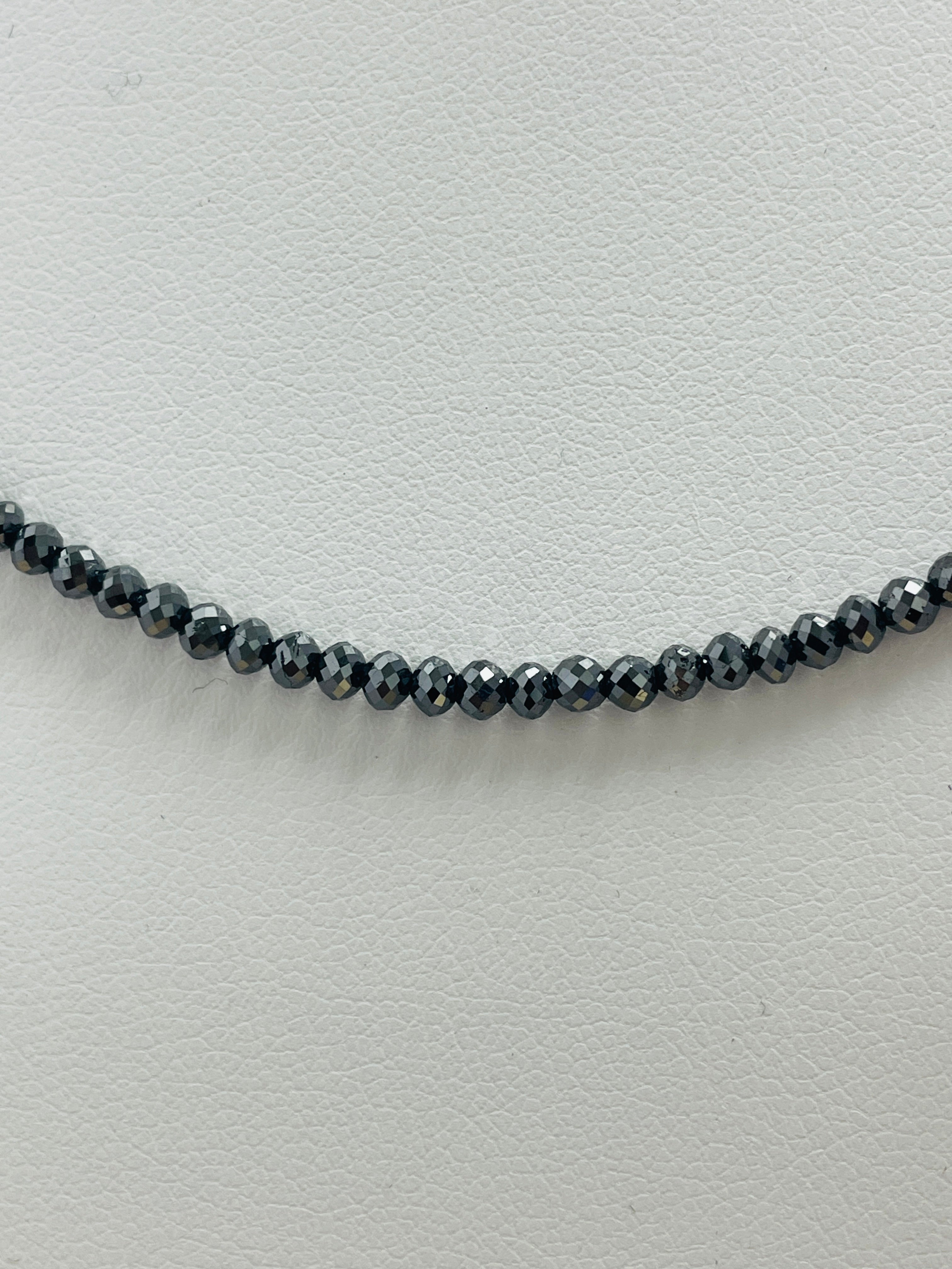 Black Diamond Beads Necklace 17 Inches Made by 18k White Gold