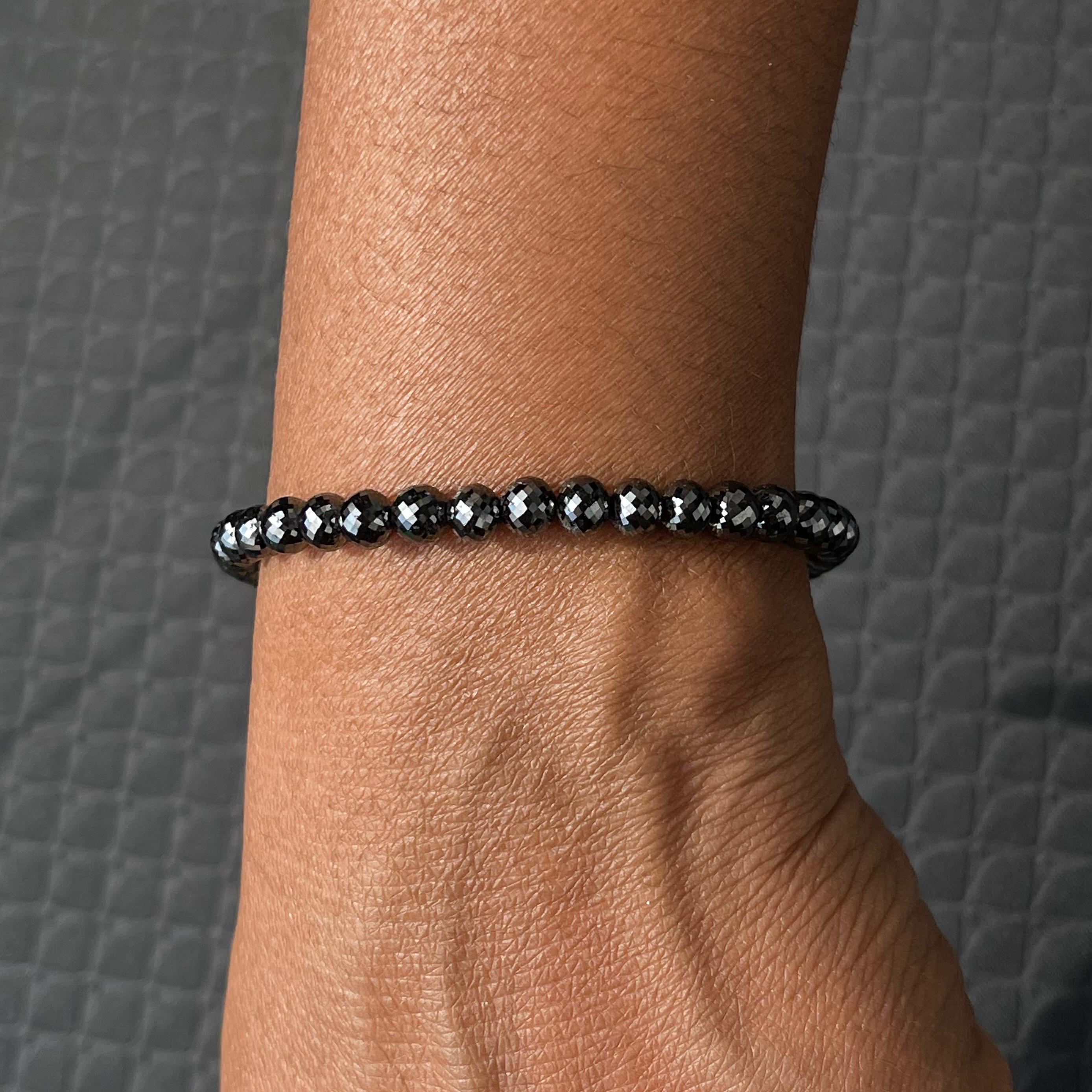 38.82 Ct Premium Quality Black Diamond Bracelet for Mens 8" Inches with 14k Gold Clasp