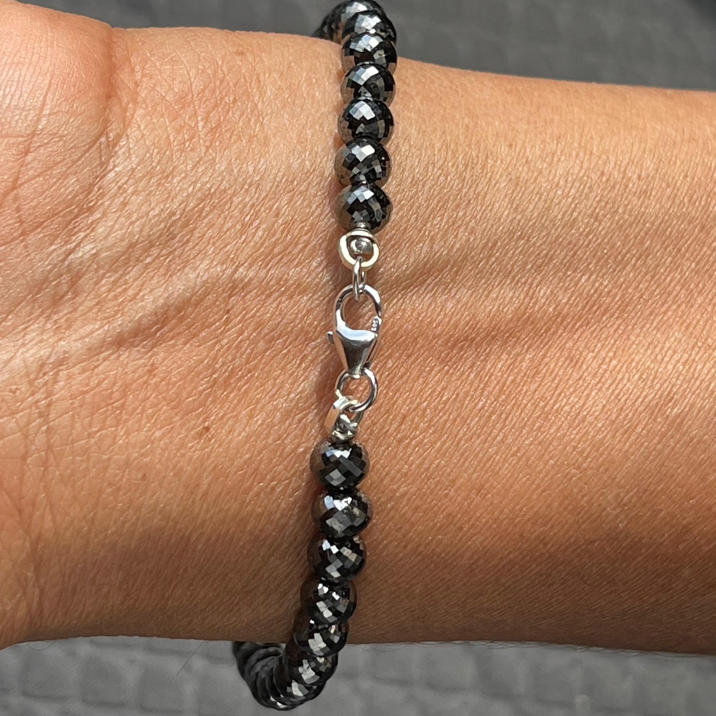 38.82 Ct Premium Quality Black Diamond Bracelet for Mens 8" Inches with 14k Gold Clasp