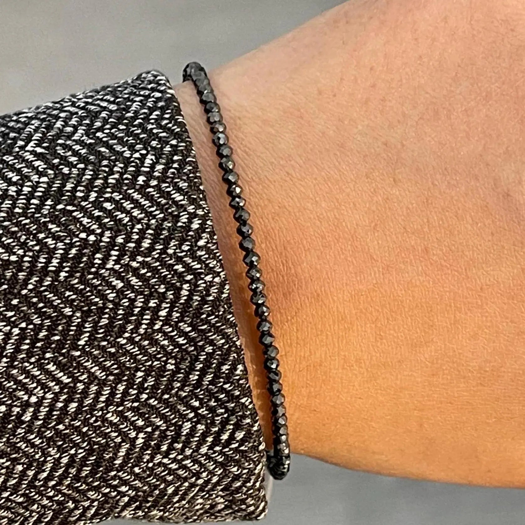 9.72 Ct Black Diamond Beaded Bracelet for Mens and Womens 7.5" Inches