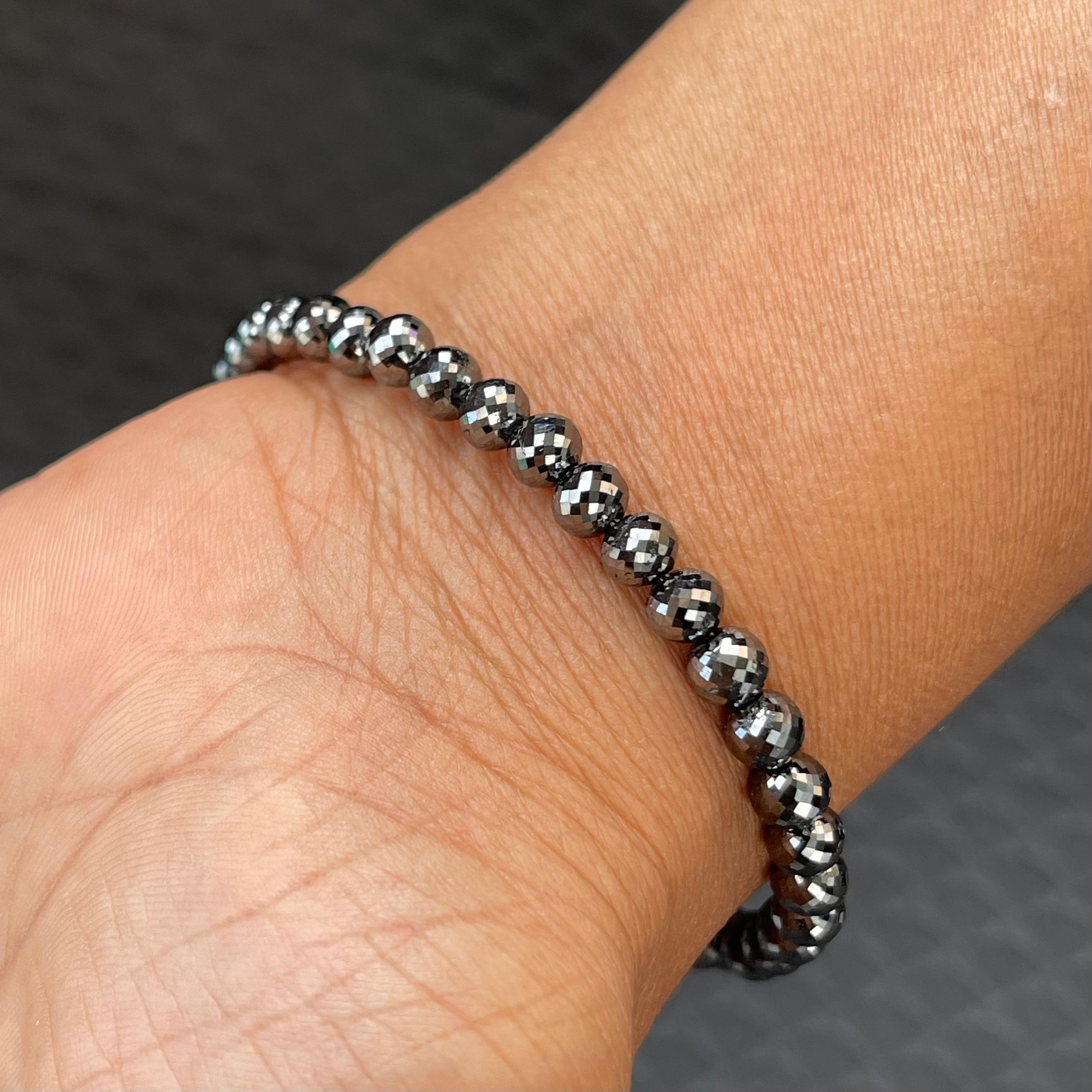 38.82 Ct Premium Quality Black Diamond Bracelet for Mens 8" Inches with 14k Gold Clasp