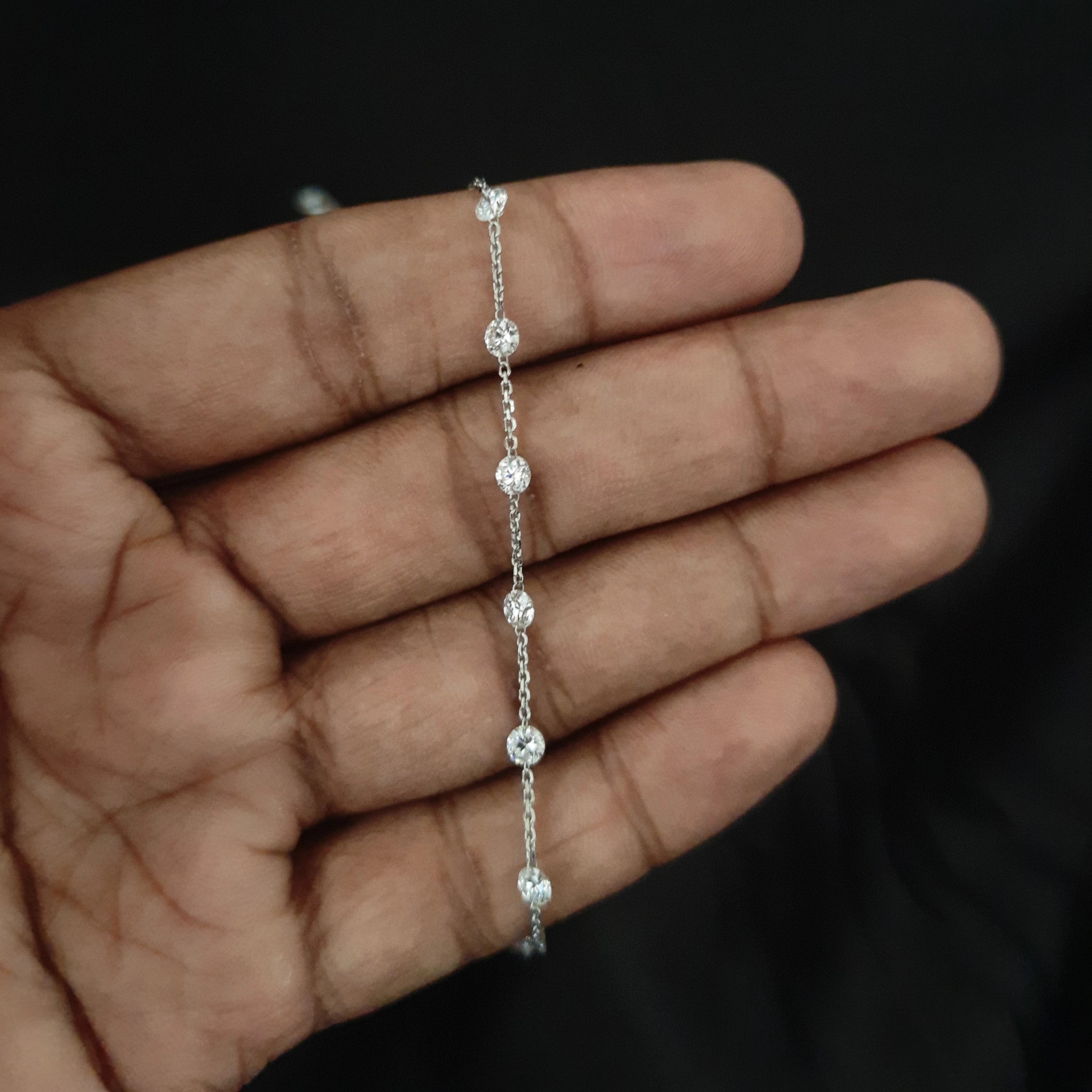 7 Inch Size 3.25 mm Diamond Tennis Bracelet made by 1.85 carat  Lab Diamonds