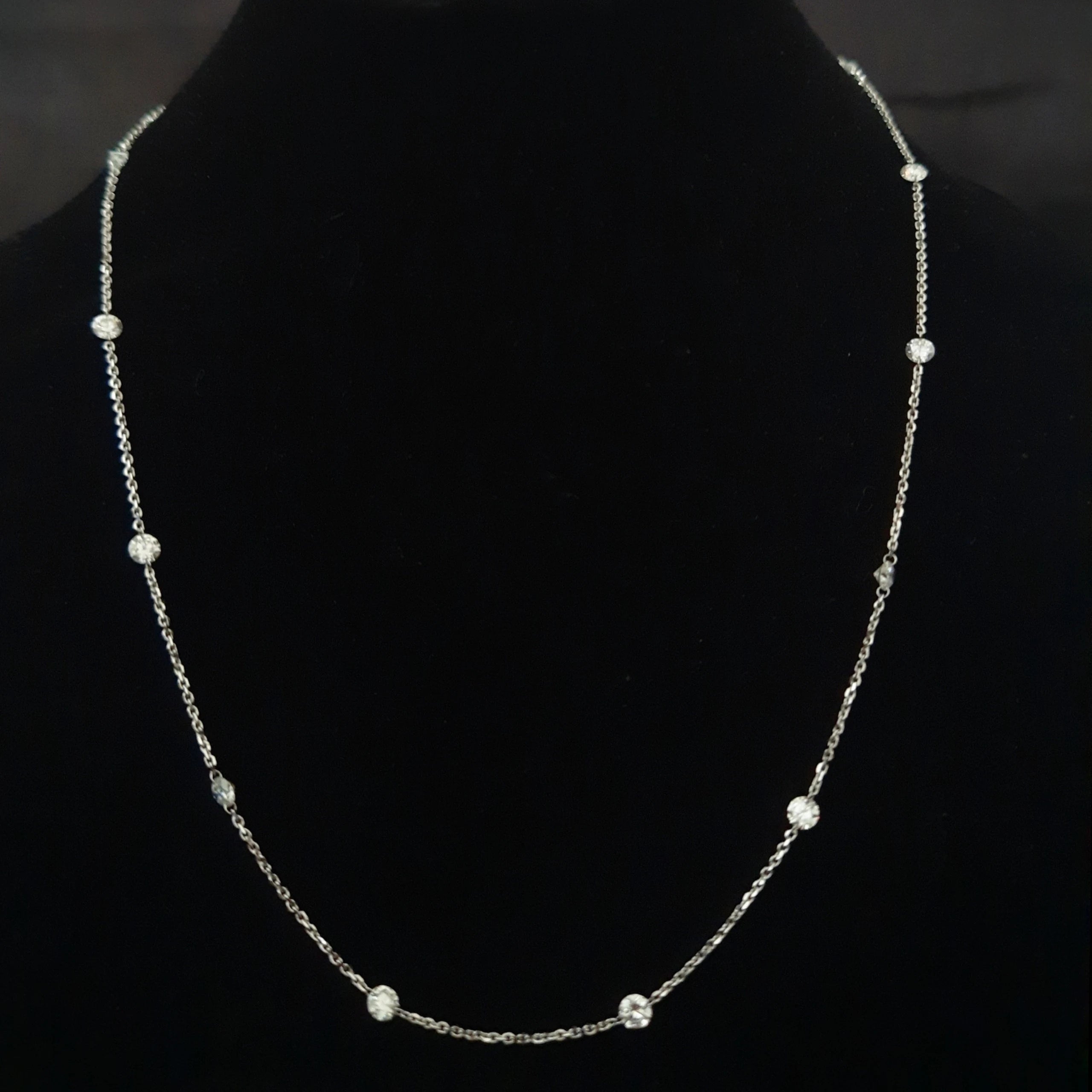 24 Inch, 3.4 mm Diamond Station Necklace for Women made by 3.27 carat Lab Diamonds