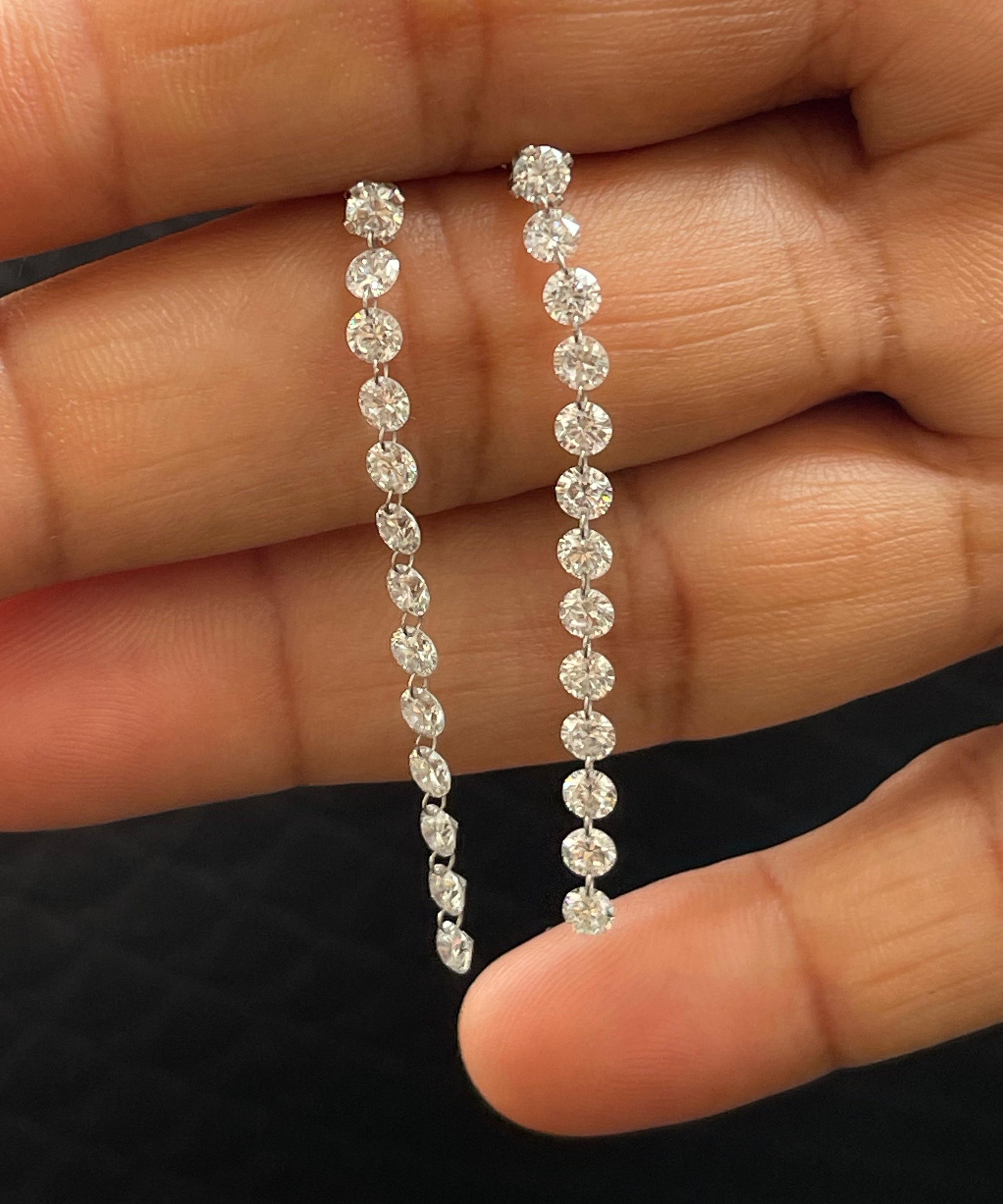 3Ct Diamond Earring Studs Lab Grown 14k White Gold 3.1MM Round Cut Diamond Earring