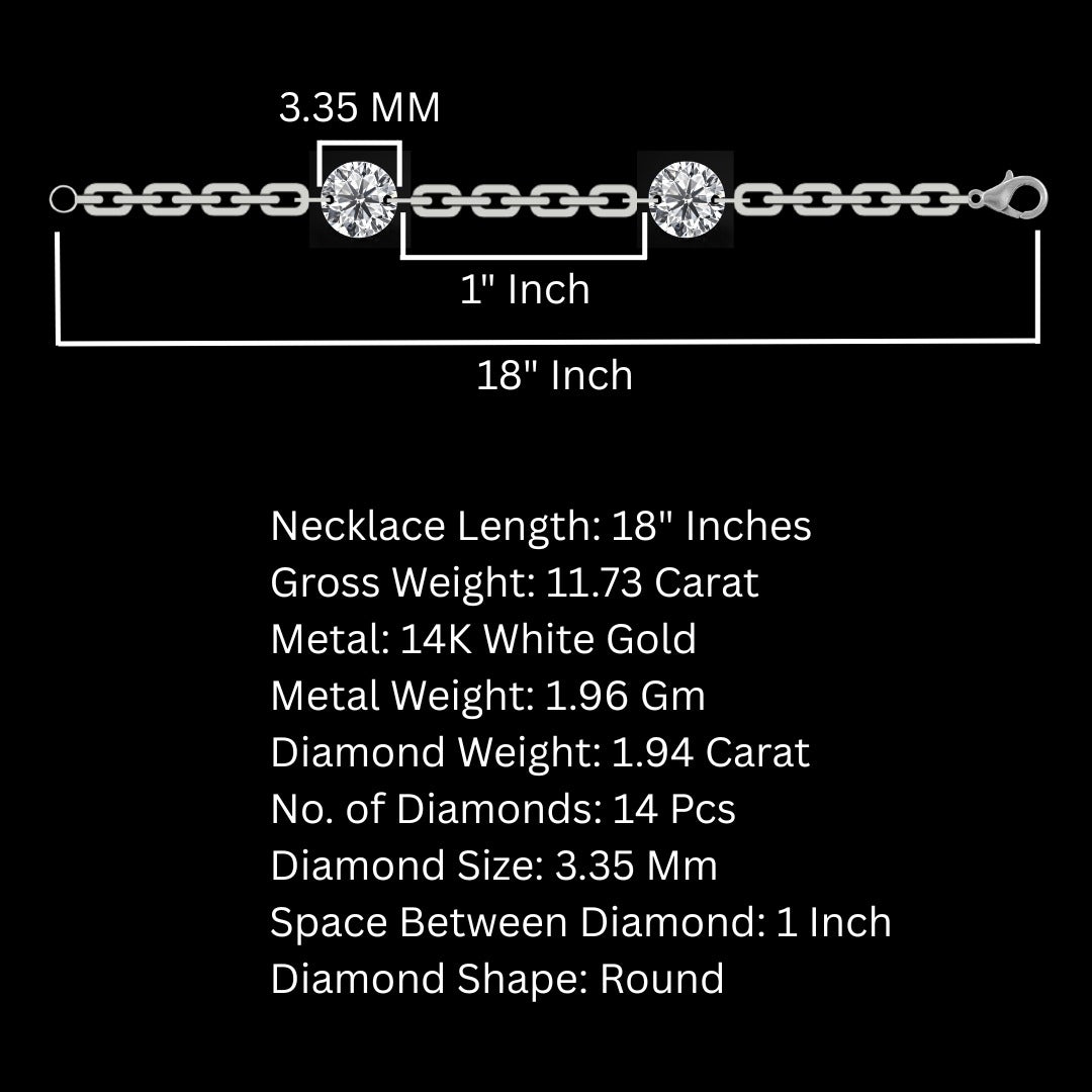 18 Inch Size 3.35MM Station Diamond Necklace for Women made by Lab Diamonds 1.94 ct