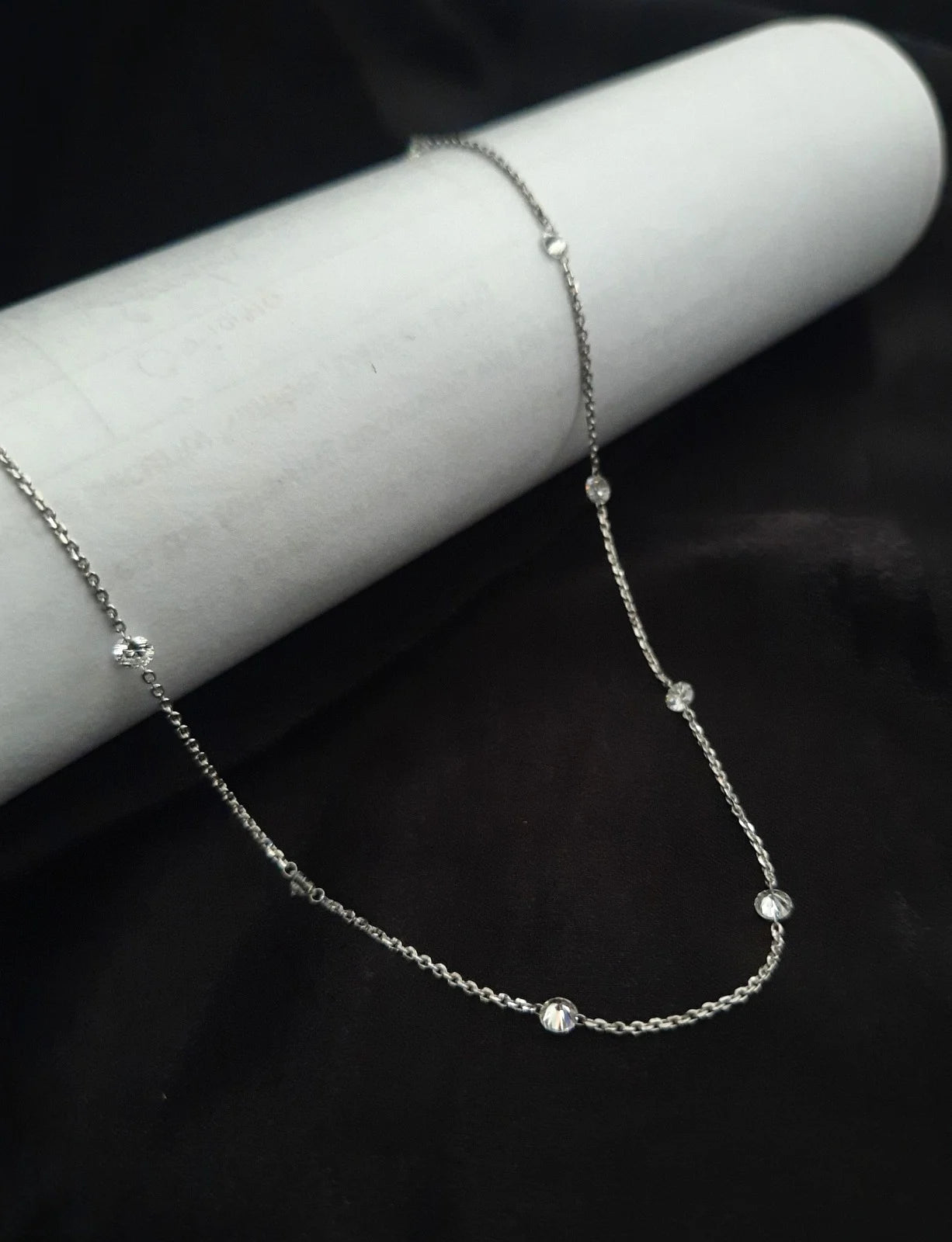 24 Inch, 3.4 mm Diamond Station Necklace for Women made by 3.27 carat Lab Diamonds
