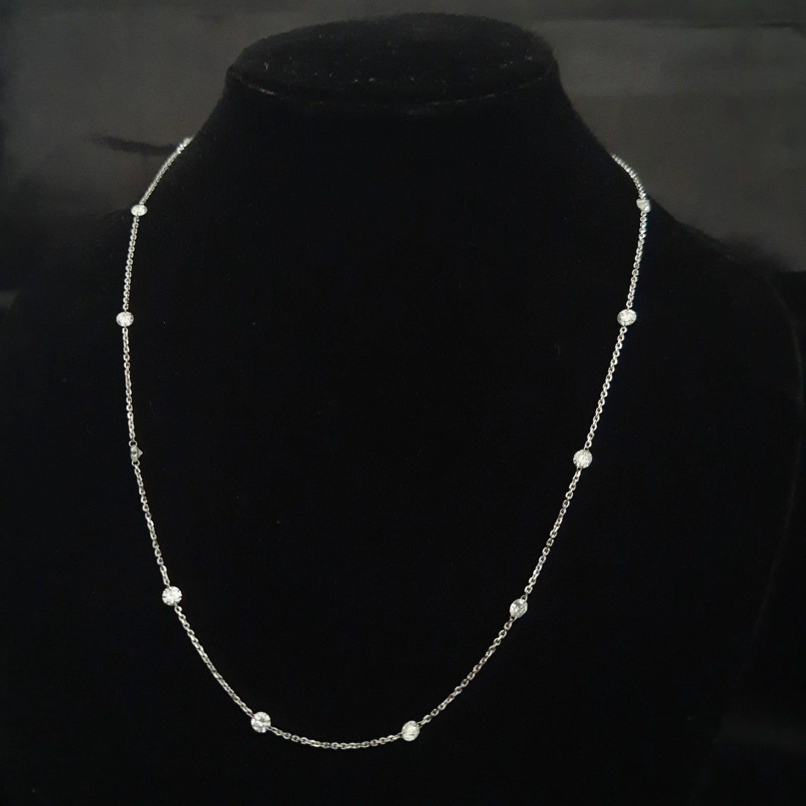 24 Inch, 3.4 mm Diamond Station Necklace for Women made by 3.27 carat Lab Diamonds