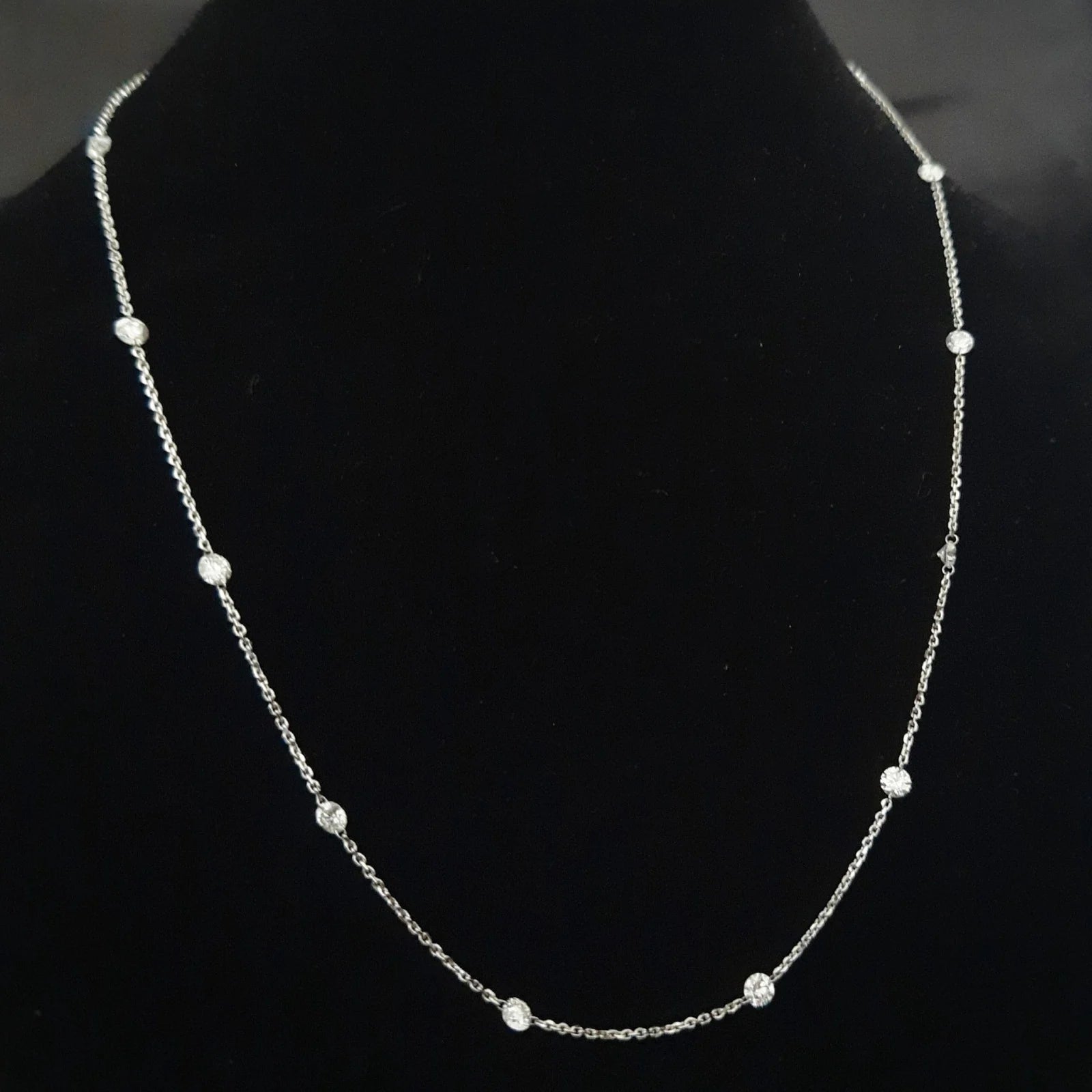 24 Inch, 3.4 mm Diamond Station Necklace for Women made by 3.27 carat Lab Diamonds