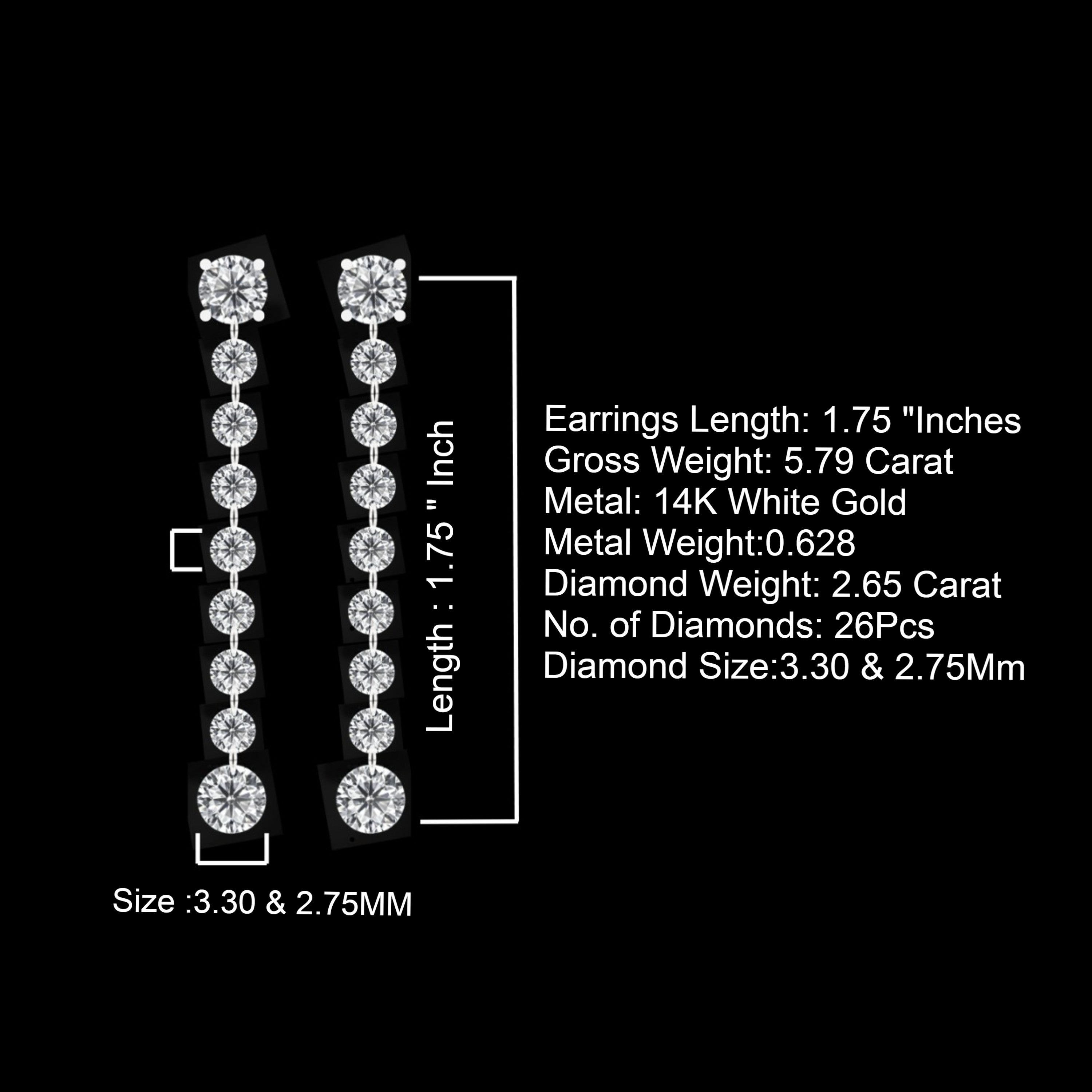 3.30 & 2.75 Mm Lab Diamonds 1.7 Inch