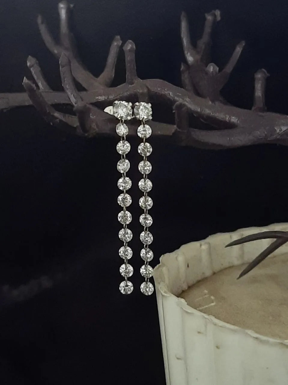 1.7" Drop Diamond Earrings 2.4, 2.6, 3.50 MM Tennis Earrings Lab Diamond 14k White Gold