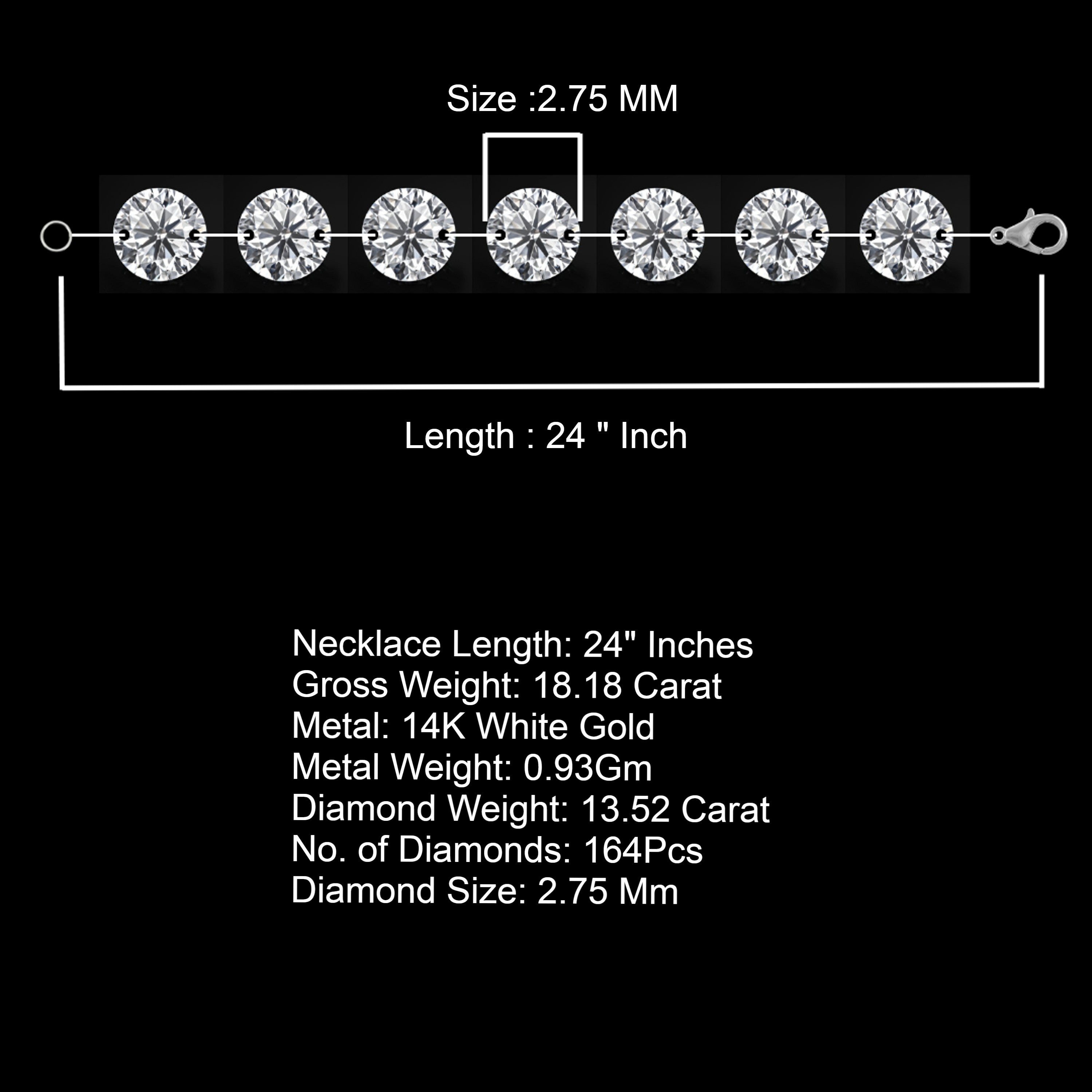 Link Chain Necklace 14k  White Gold Lab