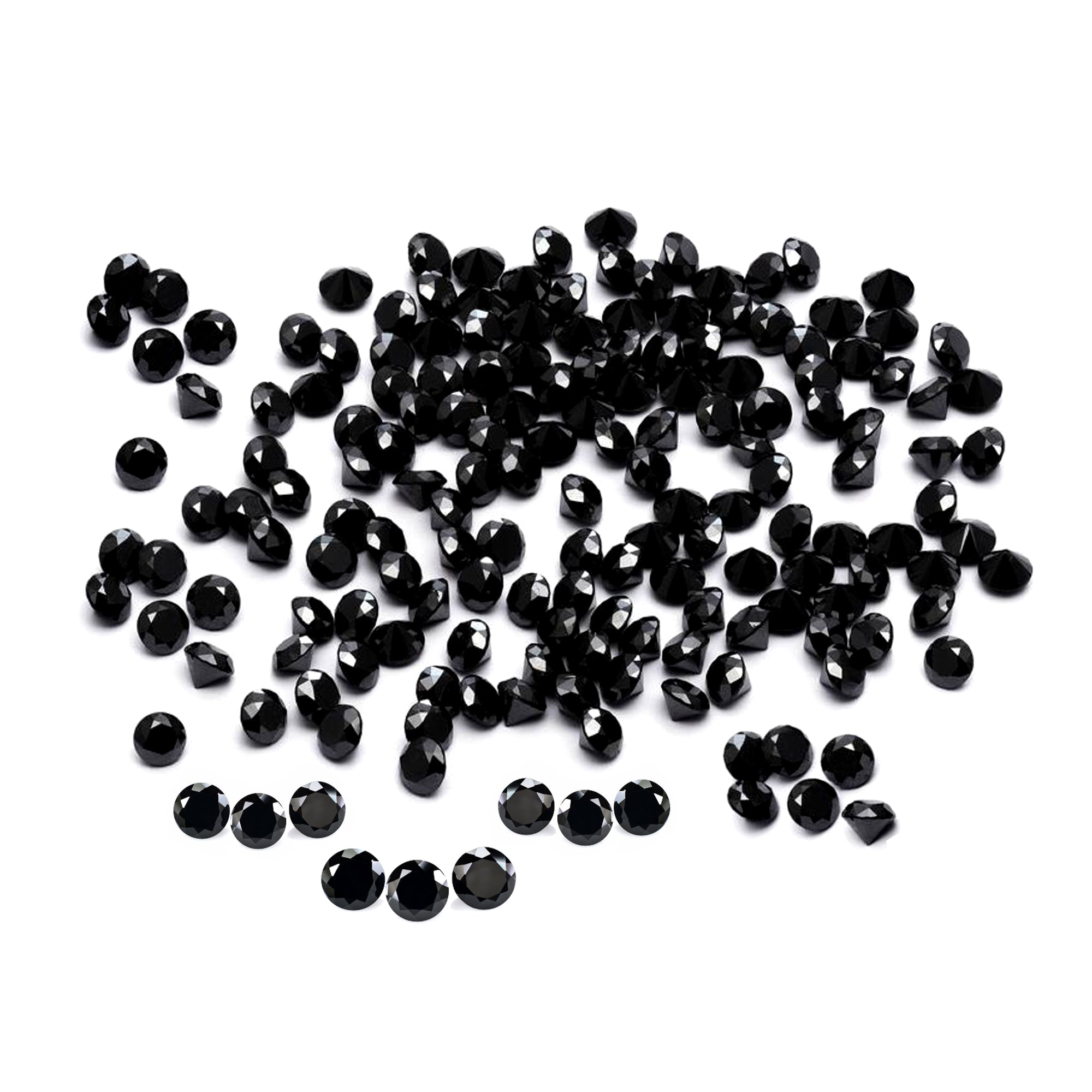 1.25 to 1.80 MM Star Round Brilliant Cut Black Diamonds Treated