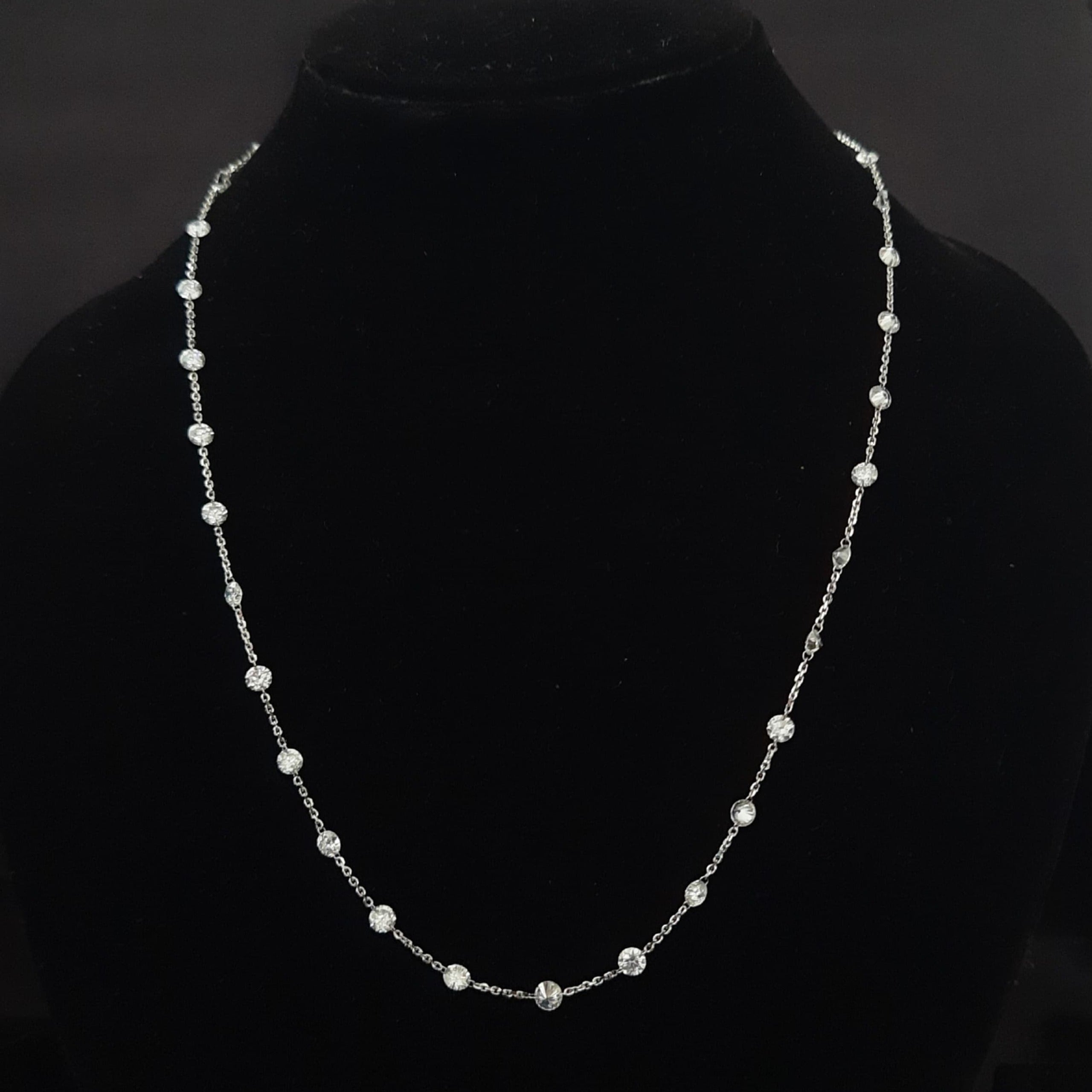 14k White Gold Diamond Necklace 1.85 Ct