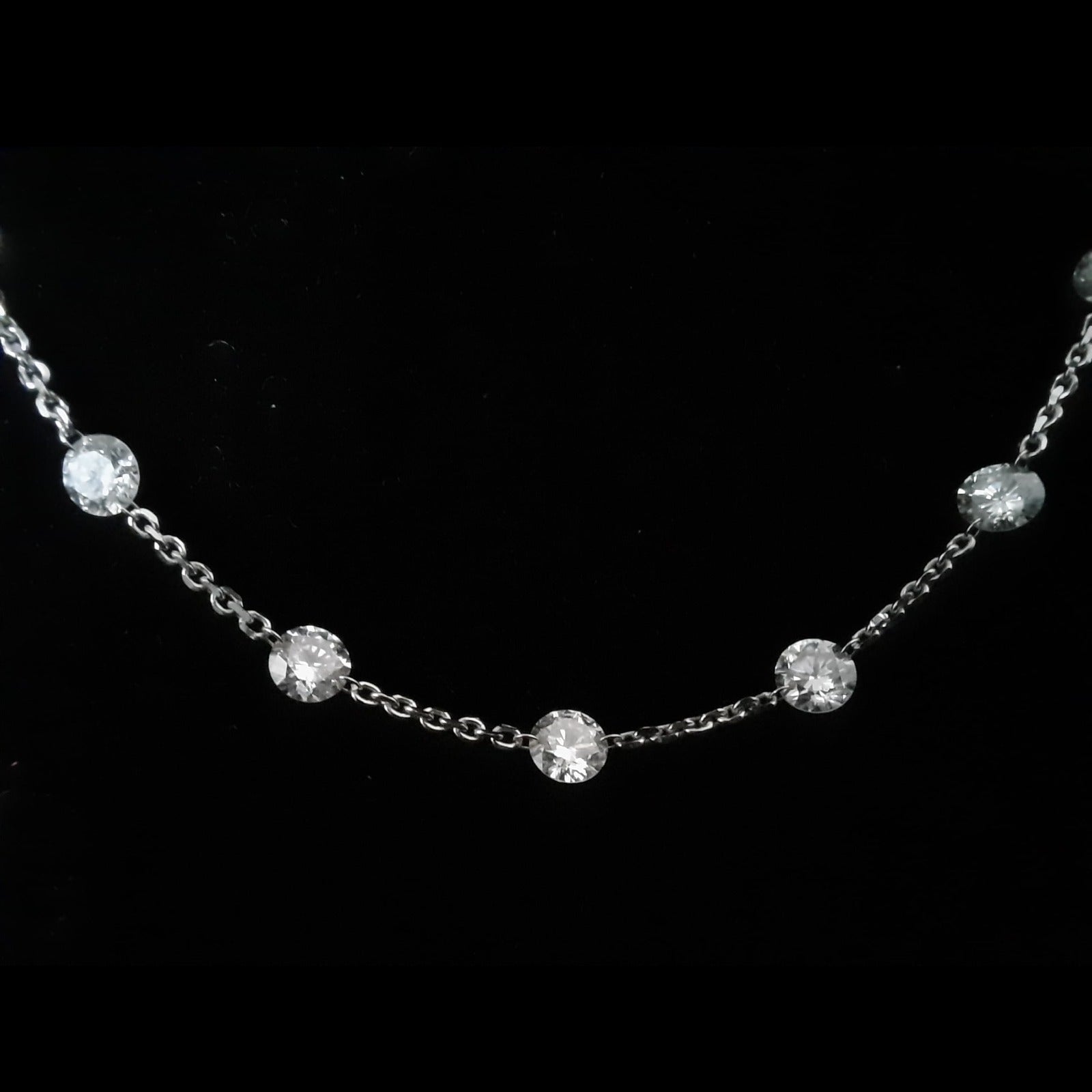 14k White Gold Diamond Necklace 1.85 Ct