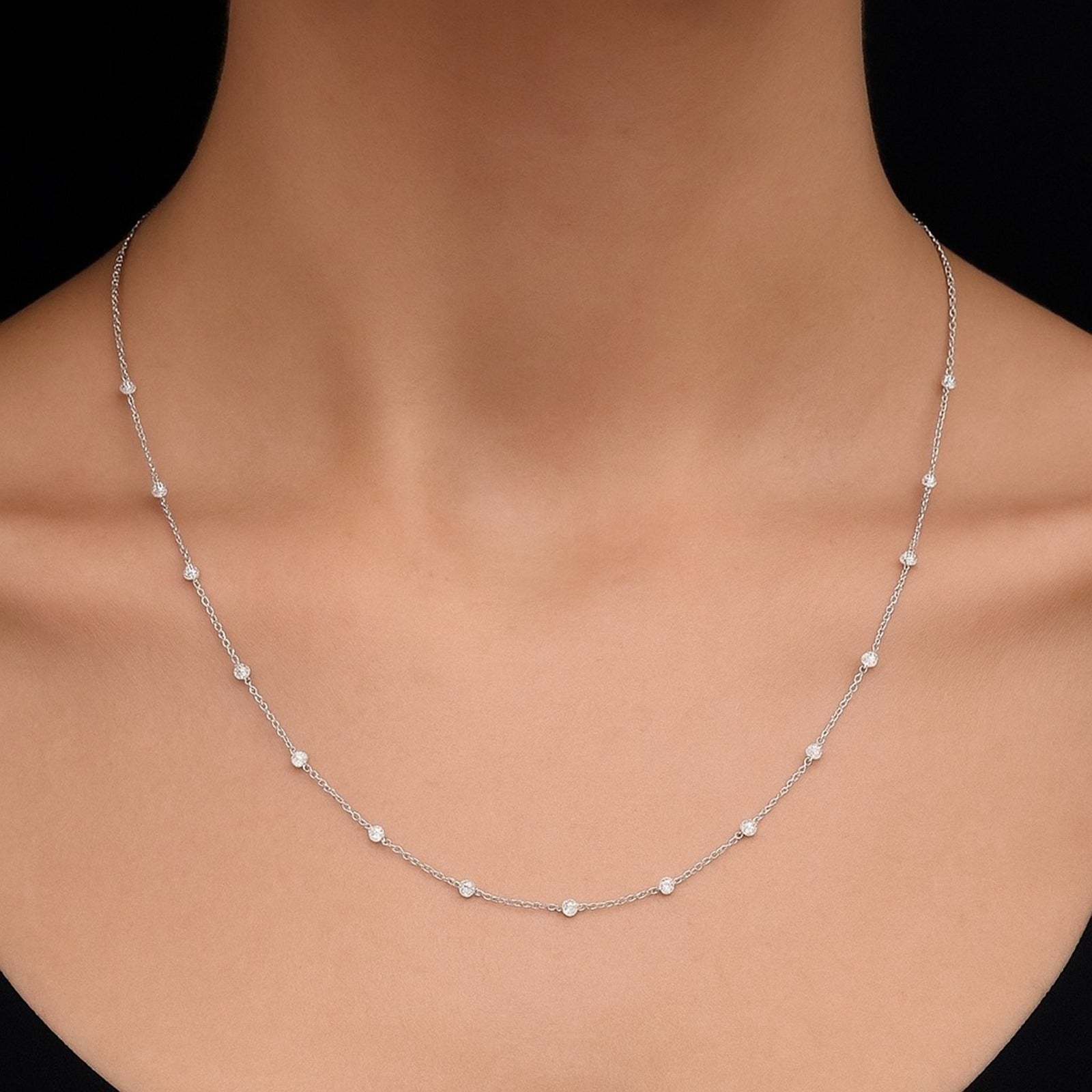 14k White Gold Diamond Necklace 1.85 Ct