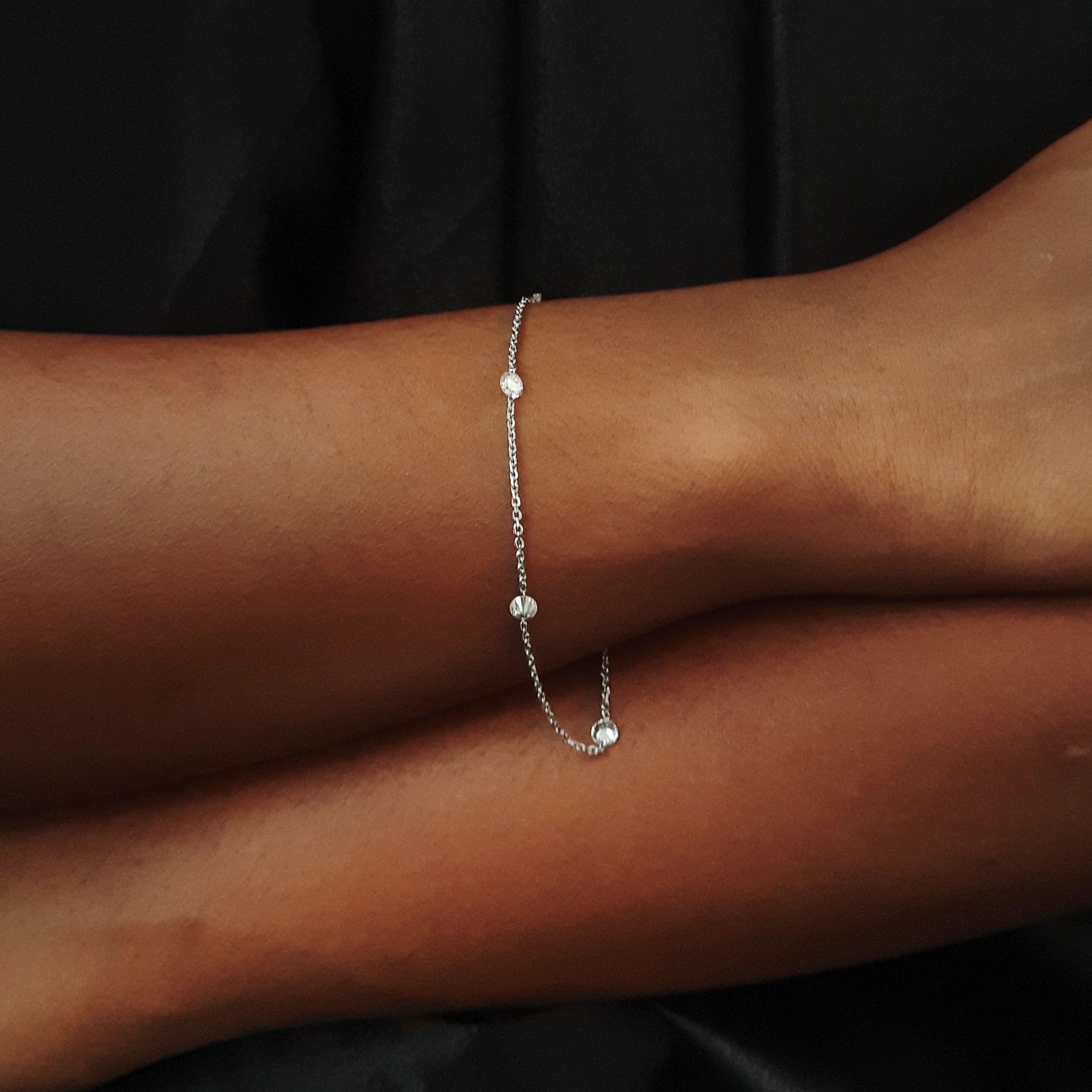 7 Inch Size 3.35 mm Tennis Bracelet for Women made by Lab Diamonds 1.10 carat