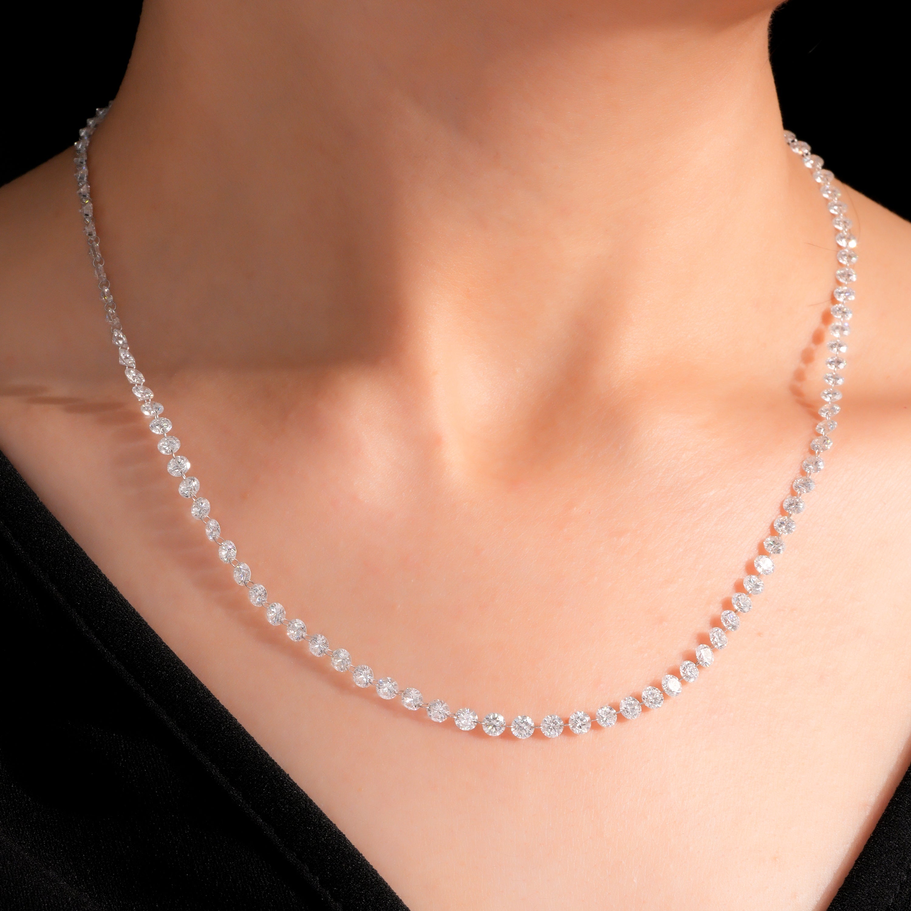 18 Inch 3.2 mm Tennis Necklace made by Lab Diamonds 13.45 carat Necklace