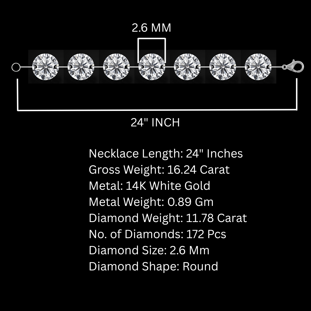 14k White Gold, 11.78 Ct