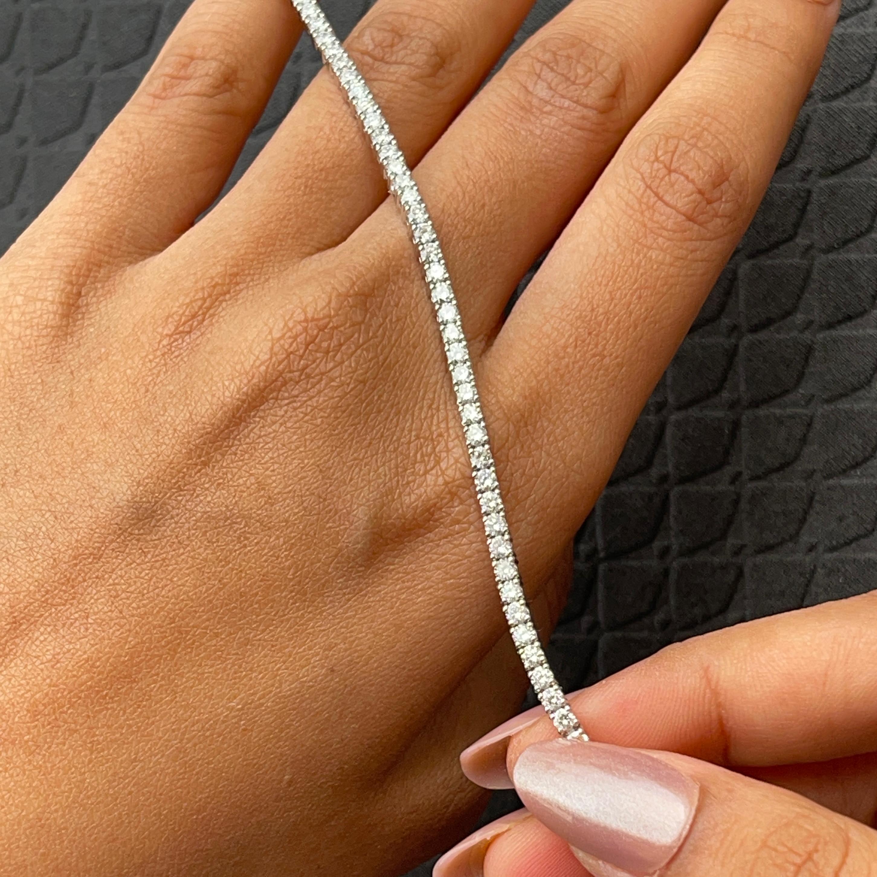 4 Ct Lab Grown Diamond Tennis Bracelet for Women 14K White Gold 7 Inch