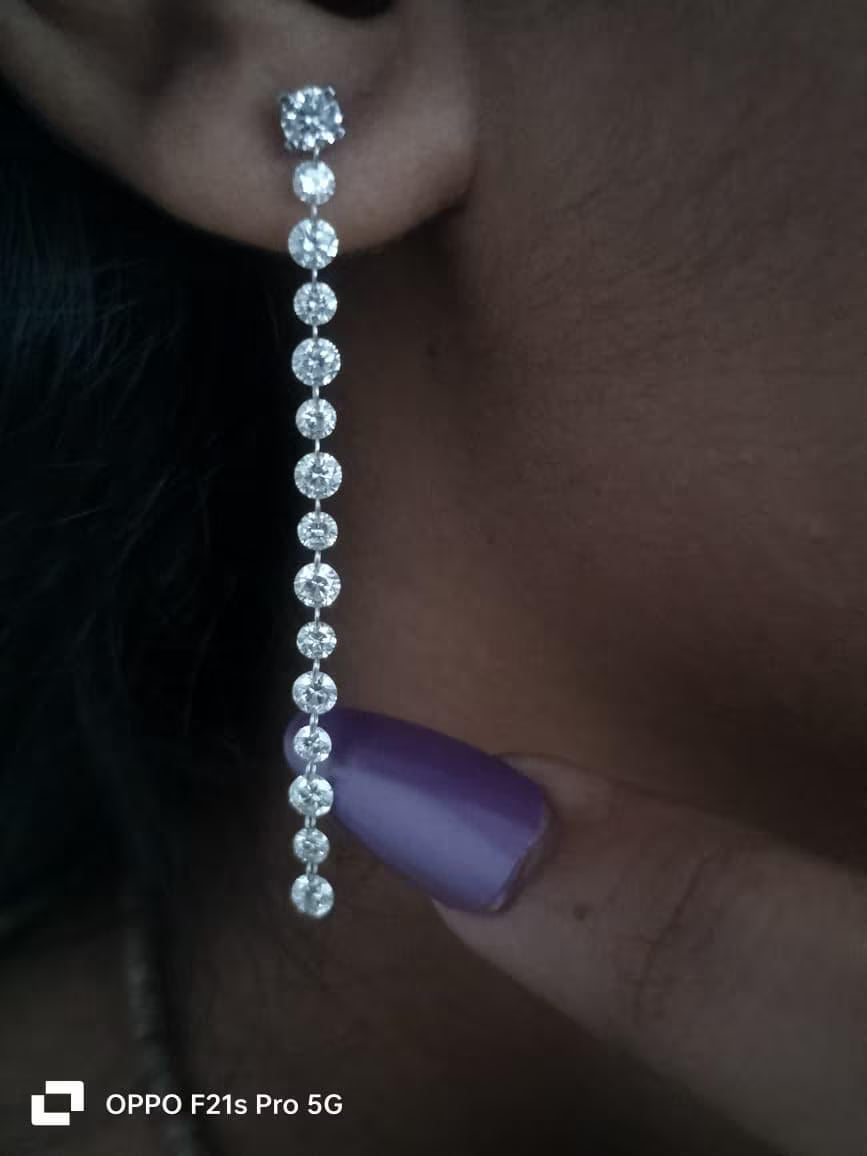 2 Ct Lab Grown Drilled Diamond Earring  / 14k gold  2.85 To 2.45 Mm Lab Diamonds