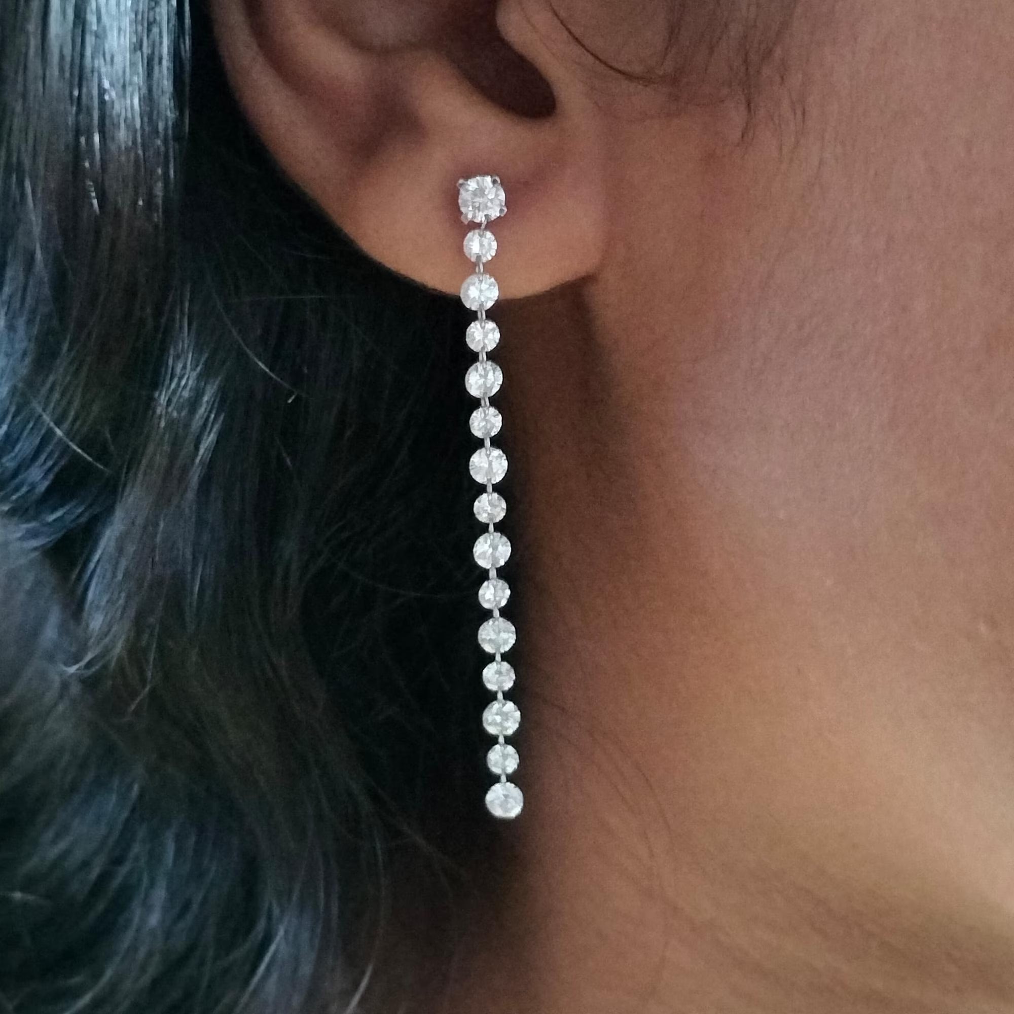 2 Ct Lab Grown Drilled Diamond Earring  / 14k gold  2.85 To 2.45 Mm Lab Diamonds