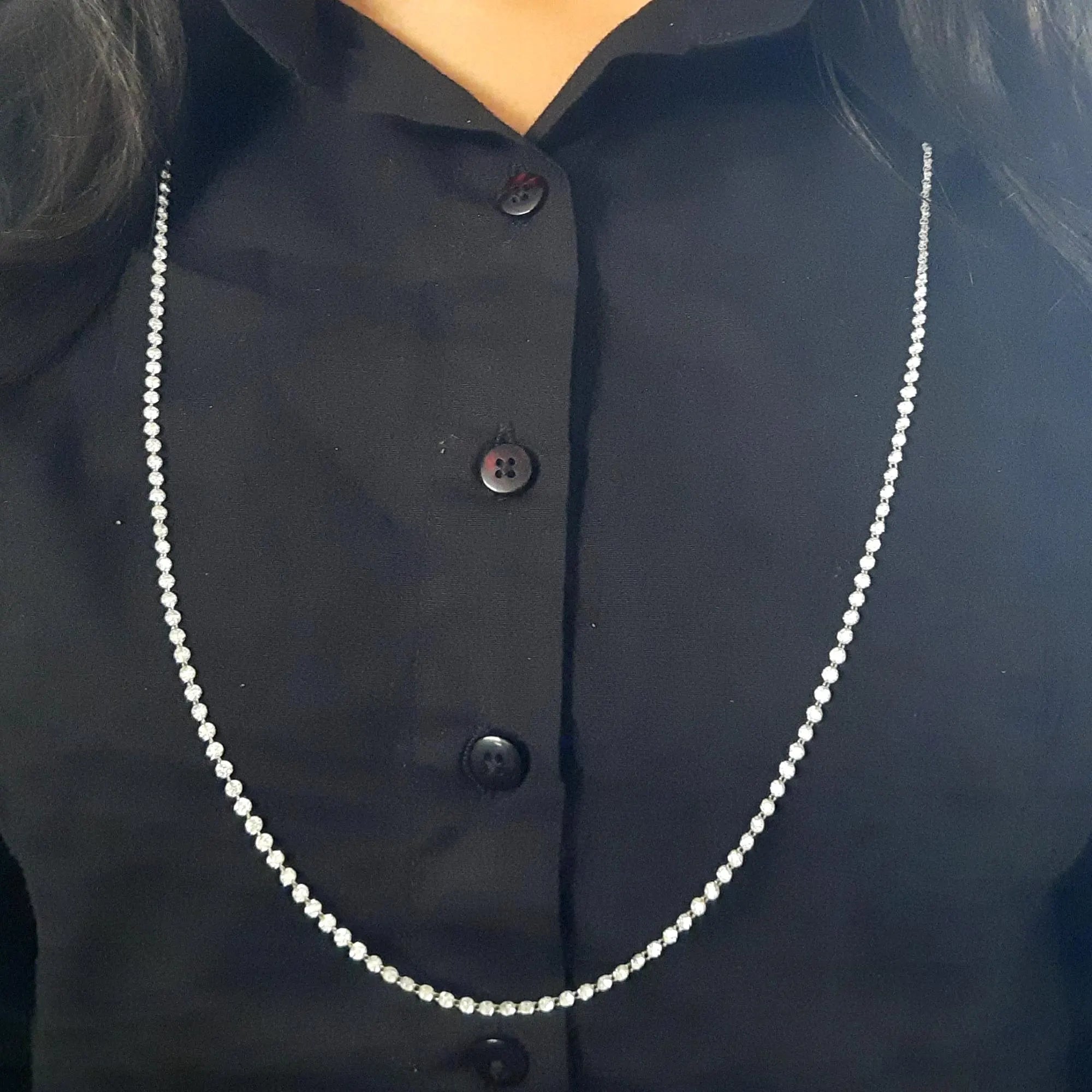 20 CT Lab Grown Drilled Diamond Necklace, 14K Diamond Tennis Necklace for Women & Men