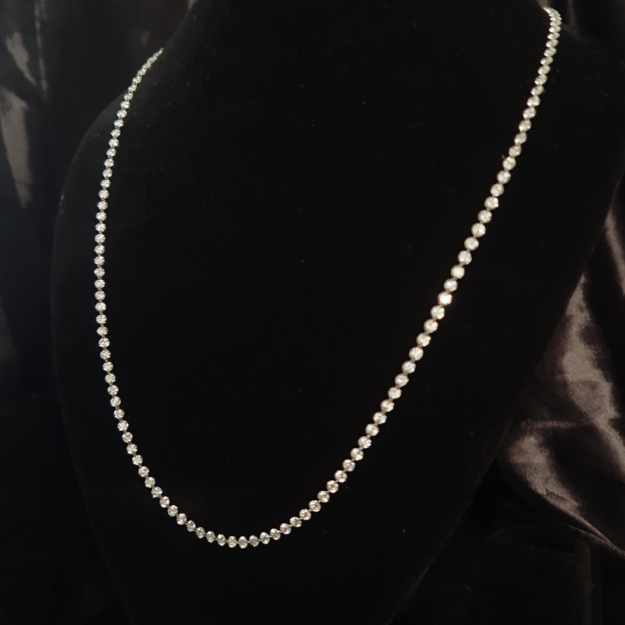 Link Chain Necklace 14k  White Gold Lab