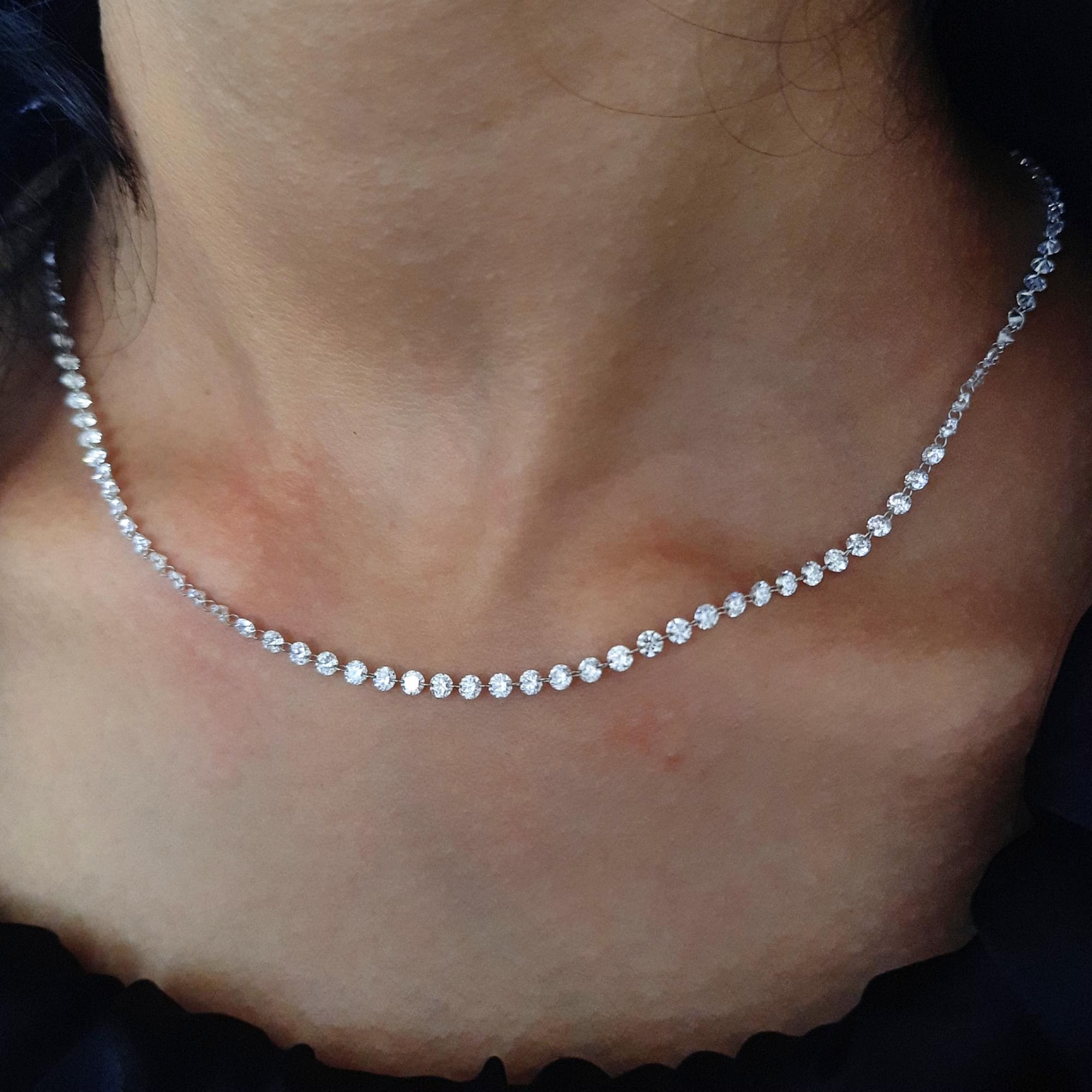 Drilled Diamond Tennis Necklace
