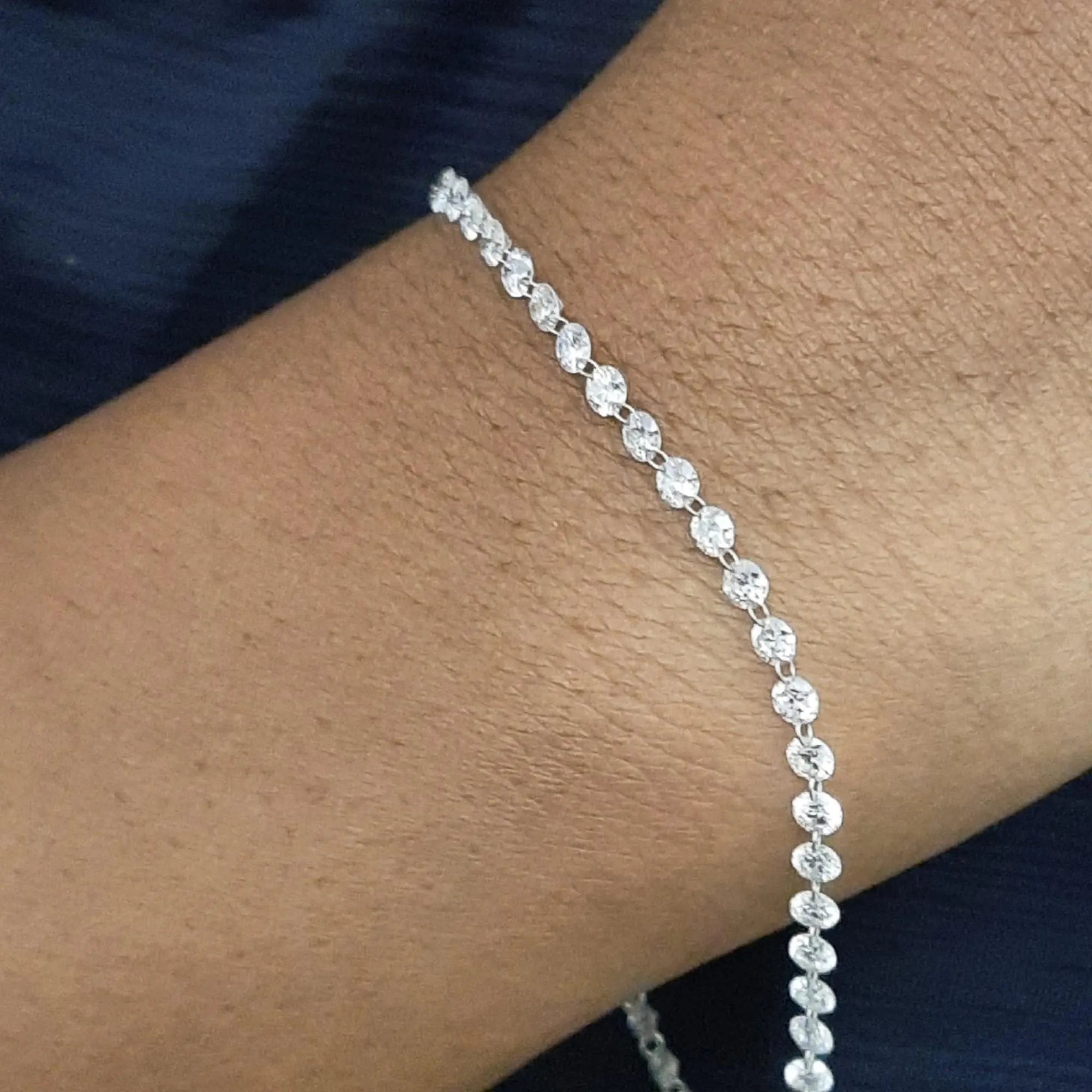 7 Inch 14K Gold Bracelet, 2.35mm CVD Diamonds