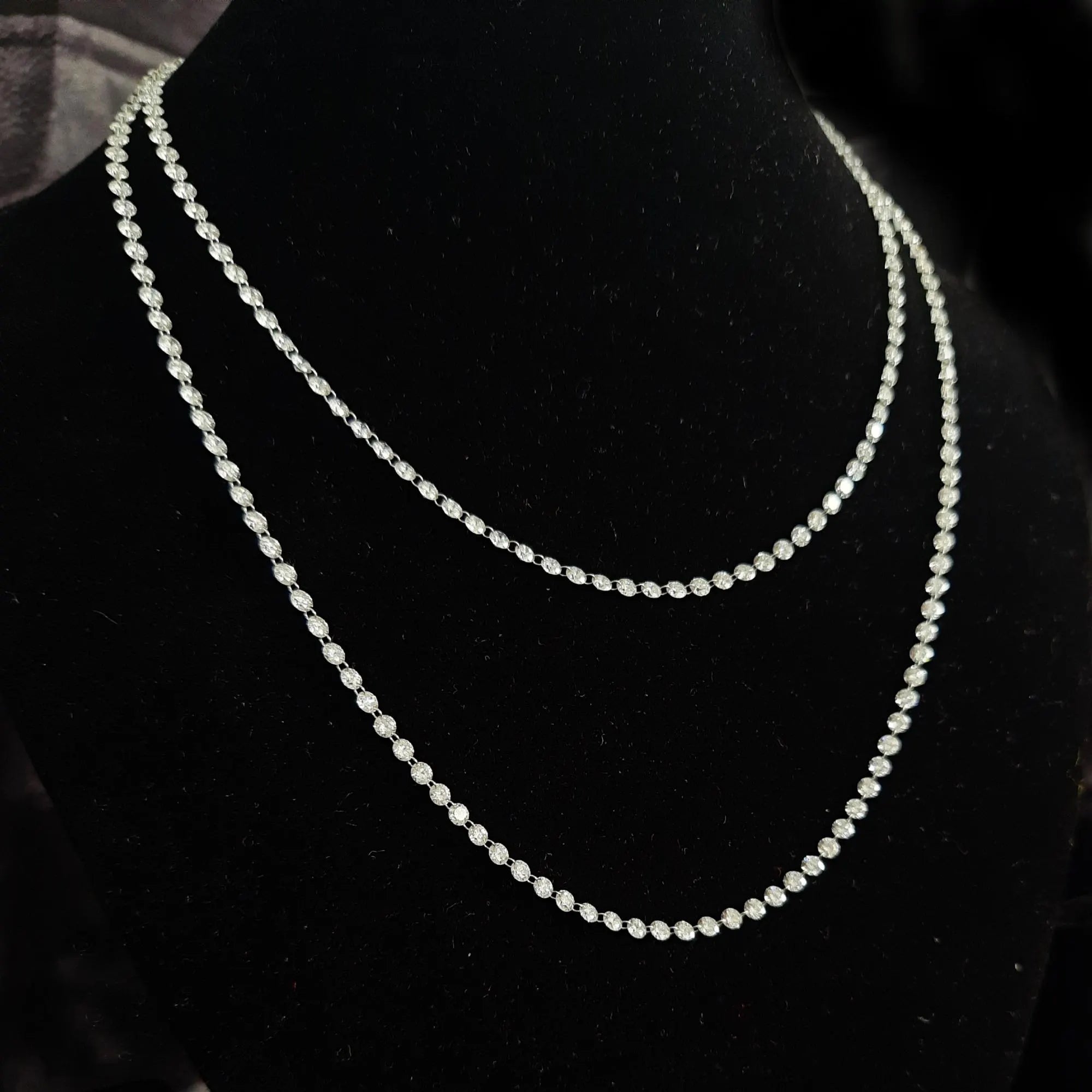 20 CT Lab Grown Drilled Diamond Necklace, 14K Diamond Tennis Necklace for Women & Men