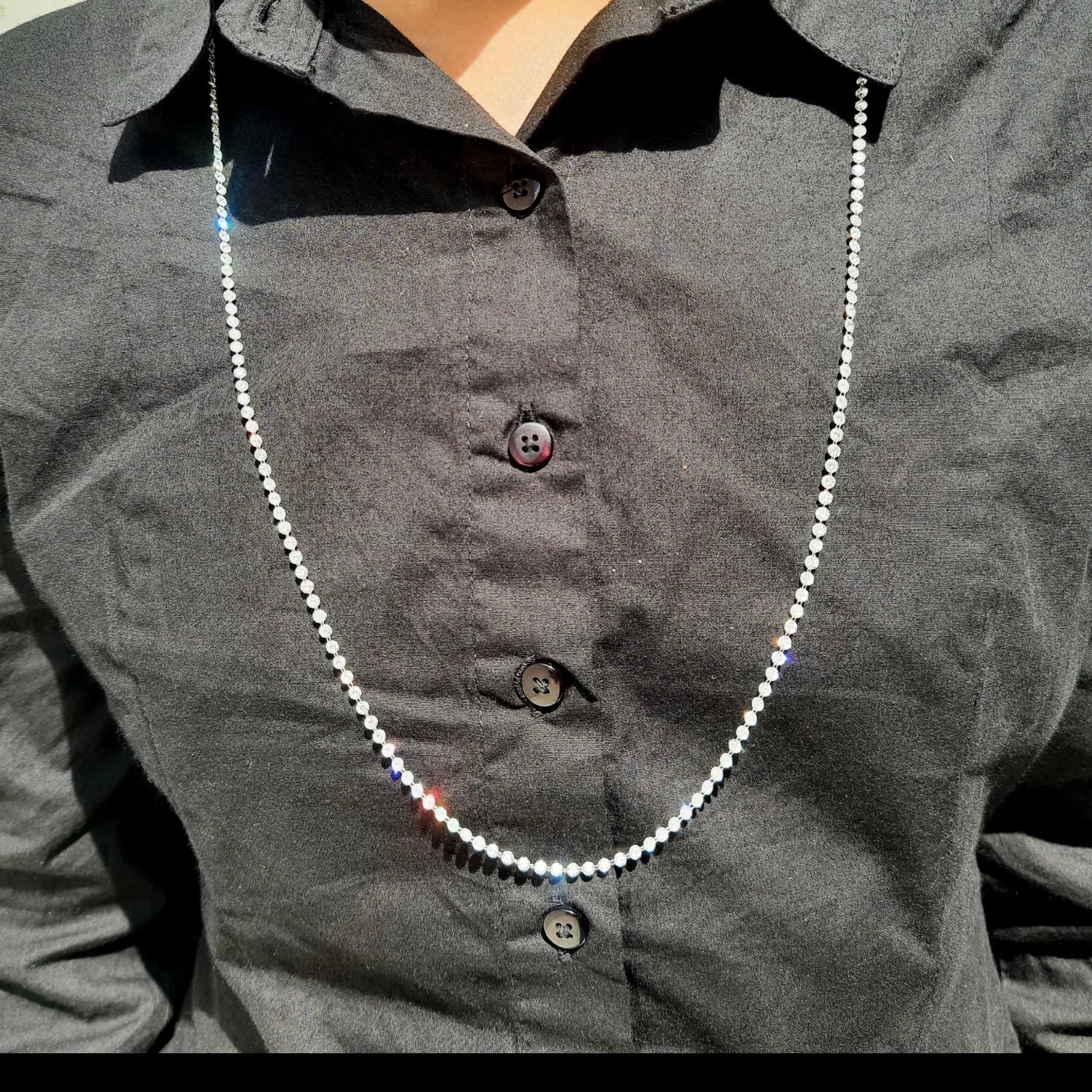 20 CT Lab Grown Drilled Diamond Necklace, 14K Diamond Tennis Necklace for Women & Men