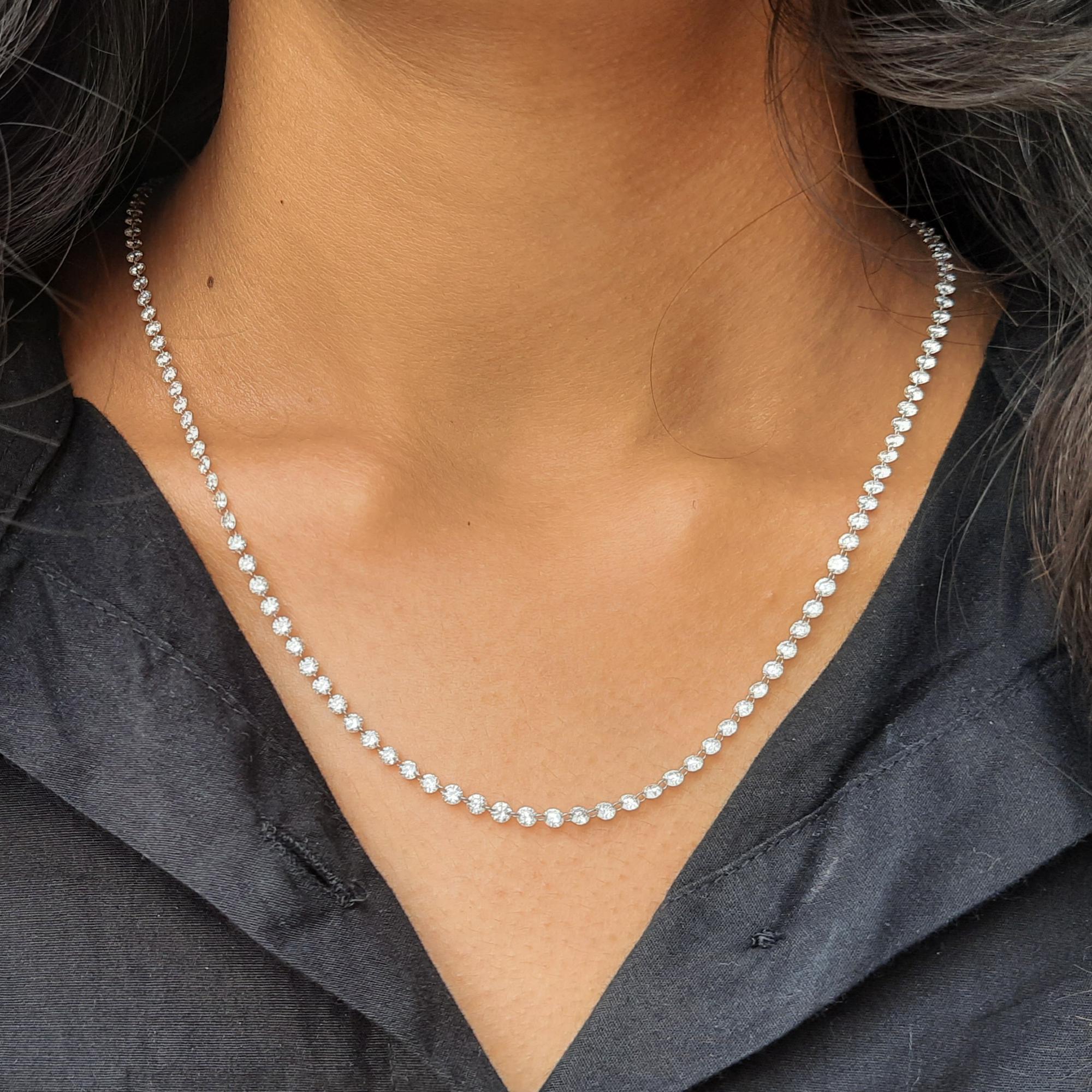 Link Chain Necklace 14k  White Gold Lab