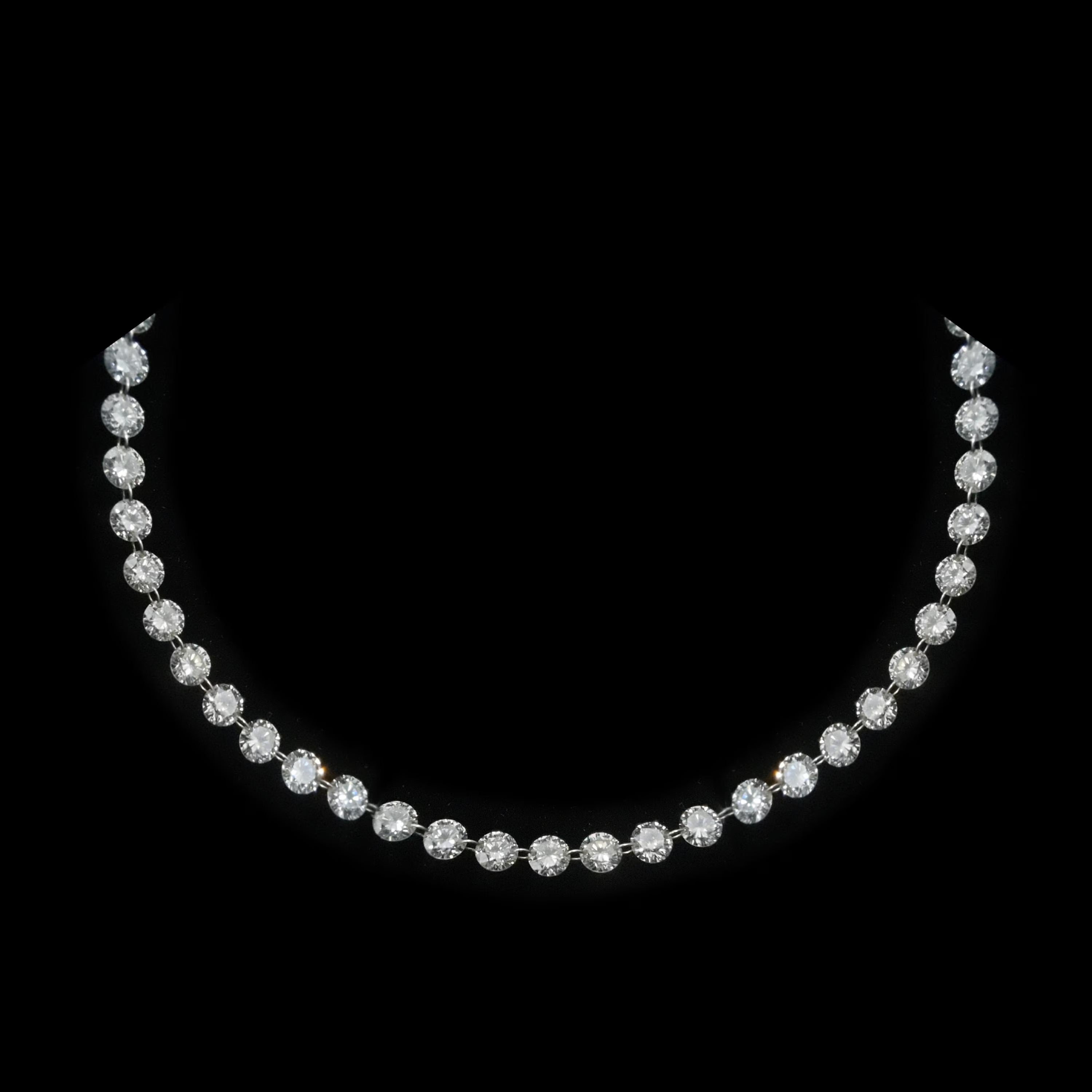 Link Chain Necklace 14k  White Gold Lab