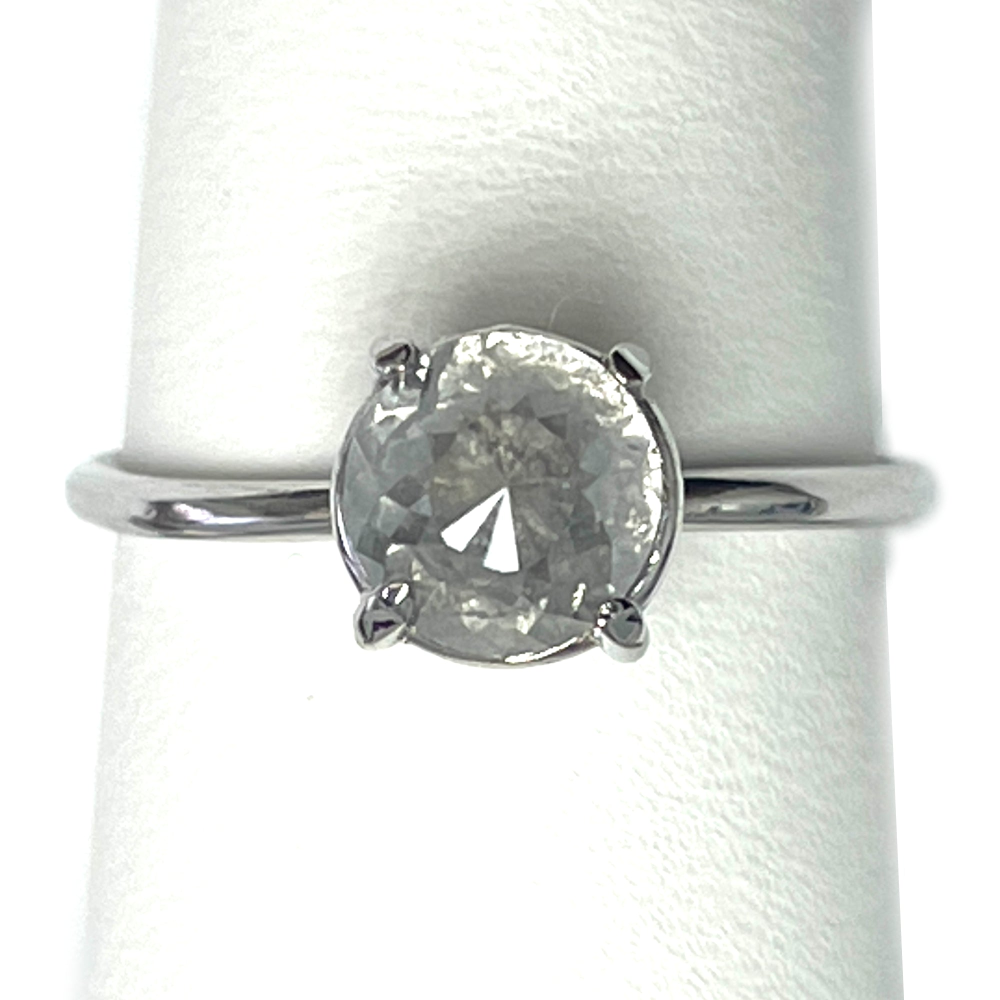 18K White Gold Round Shape Rose Cut Bridal Ring