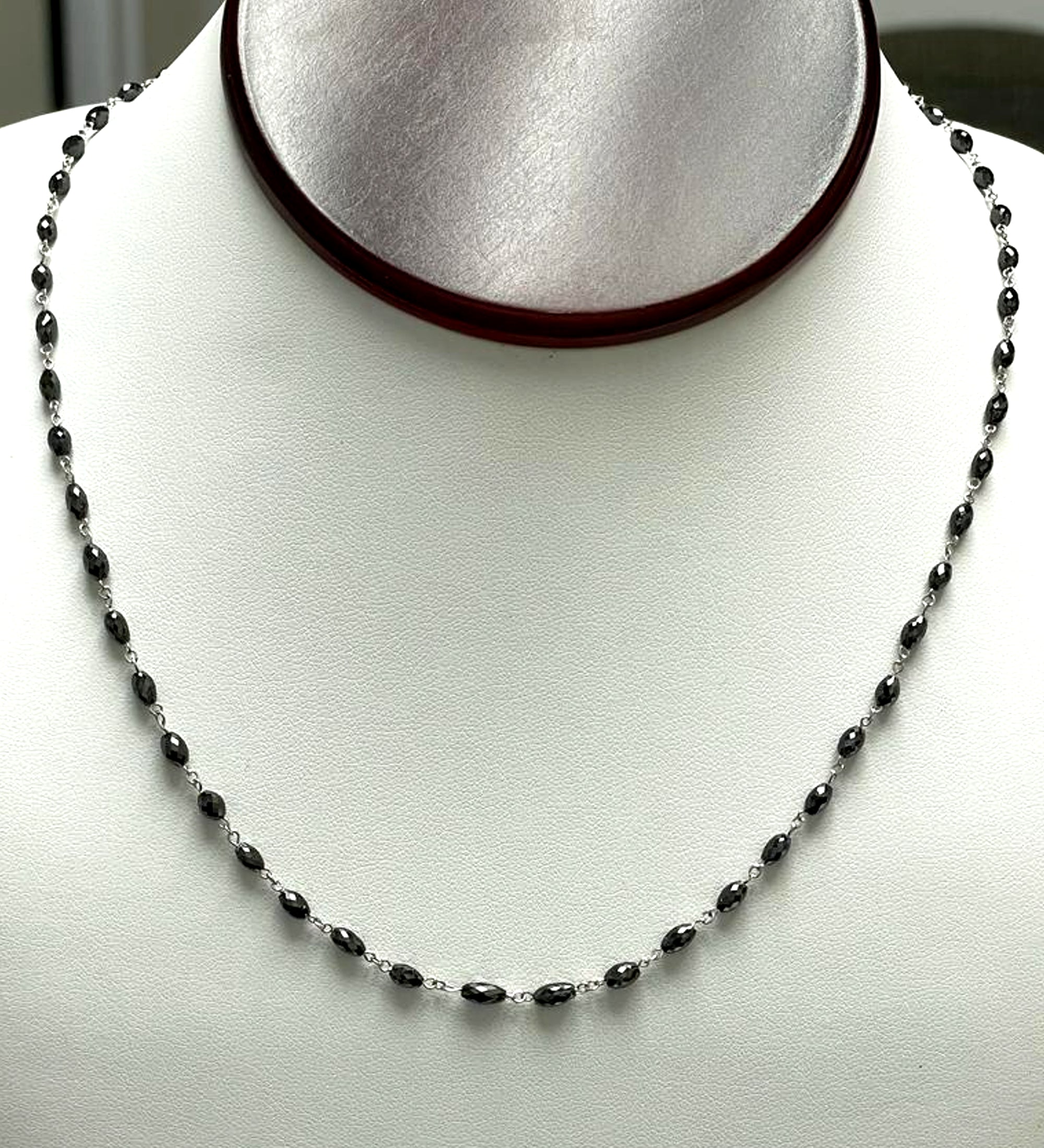 17" Inch Faceted Necklace Black Diamond Necklace For Her Birthday Gift